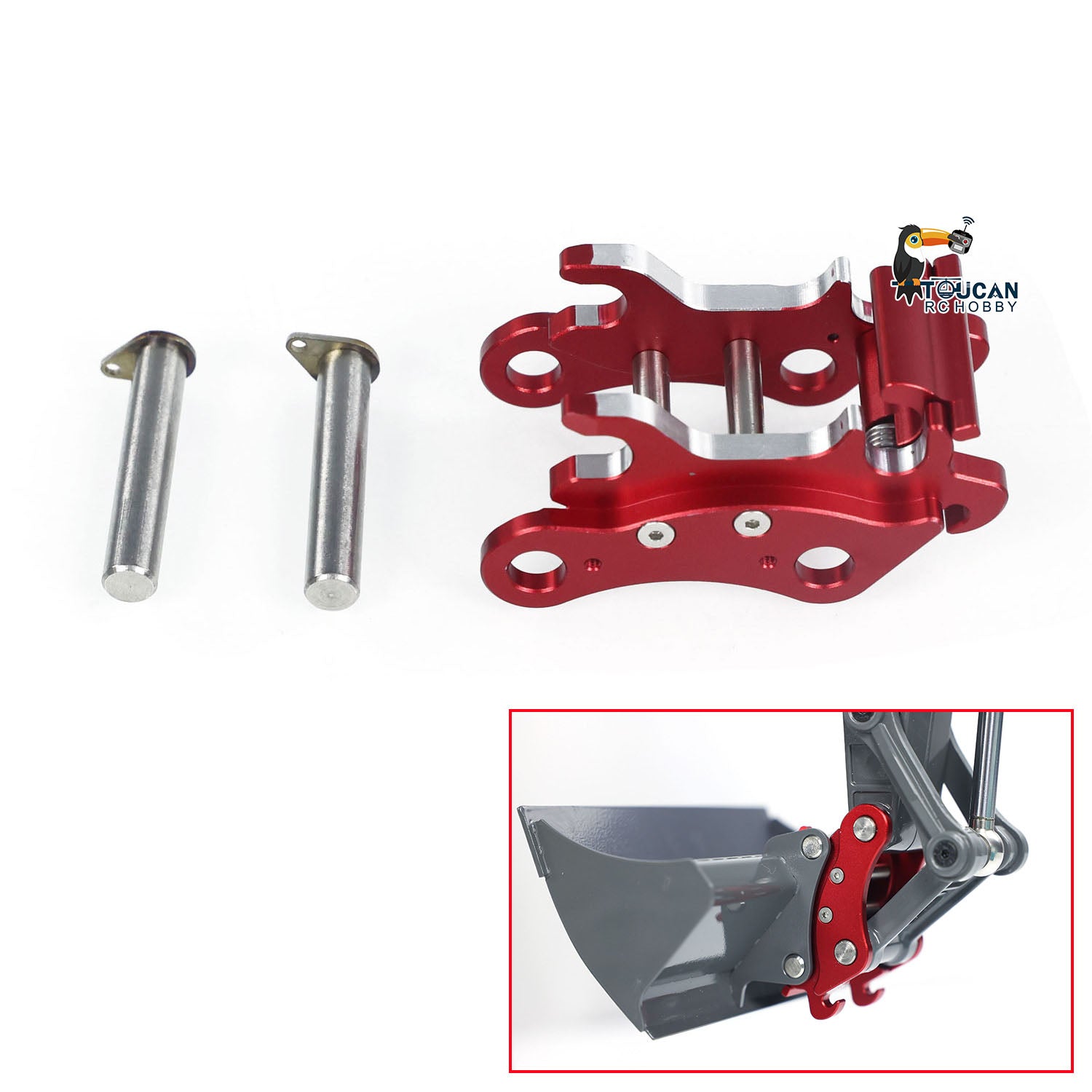 1:14 RC Hydraulic Excavator Metal Quick Release Coupler Bucket Upgrade Kit - Hydraulic System Pump Reversing Valve for EC160E Model - Perfect for RC Construction Simulation and DIY Hydraulic Projects