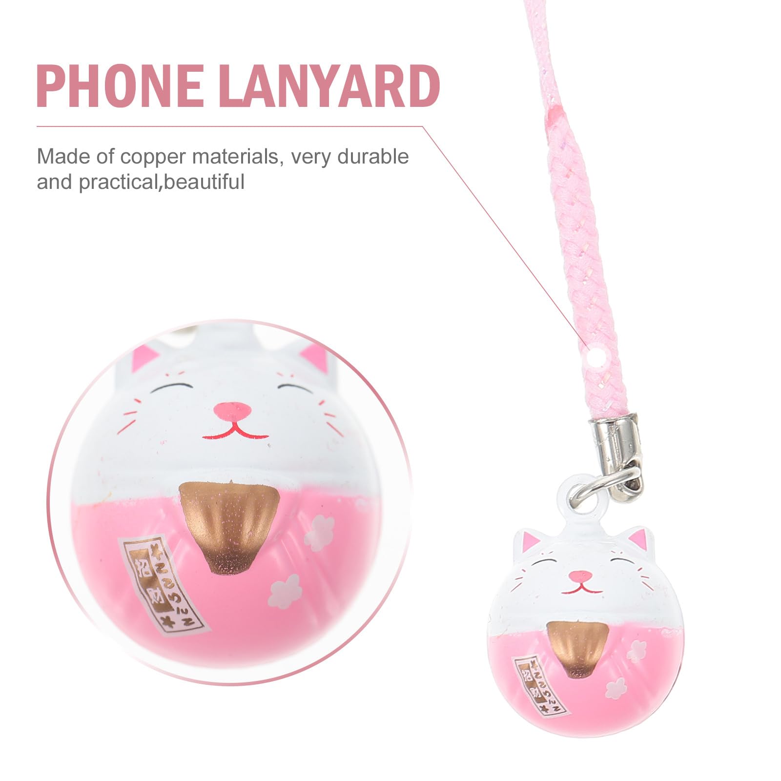 Lucky Cat Phone Charm Strap - Feng Shui Fortune Keychain for Good Luck, Cute Kawaii Phone Accessory for iPhone Samsung (Perfect Gift for Students & Office Workers)