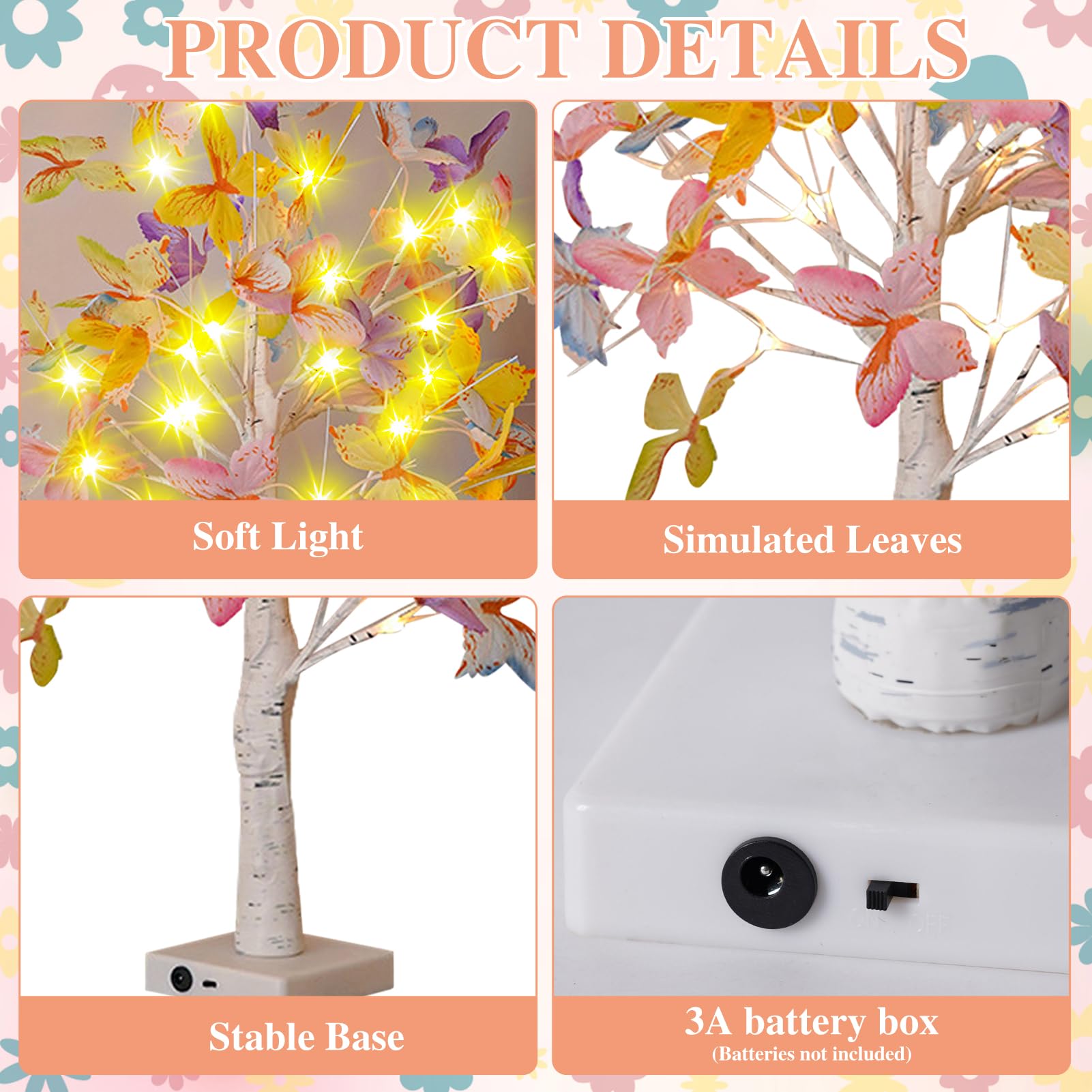 2 Pack LED Birch Tree Lights - Warm White Battery Powered Fairy Lights for Christmas, Wedding, Easter Decor - Indoor Tabletop Centerpiece for Home, Festival, Party Decorations