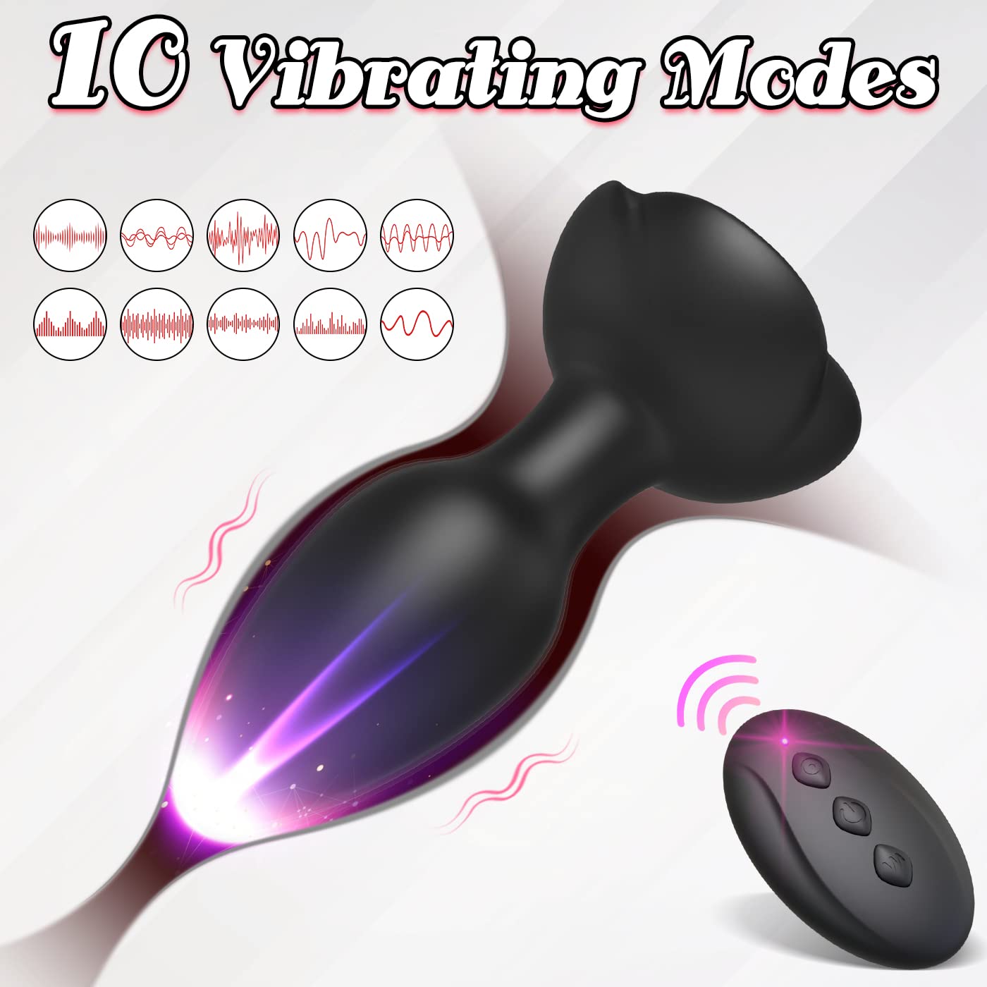 Remote Control Vibrating Anal Plug - Prostate Massager with 10 Vibration Modes, Waterproof Silicone Rose Base for Couples Play & Solo Pleasure (Black) - Perfect for BDSM, Roleplay & Intimate Adult Games