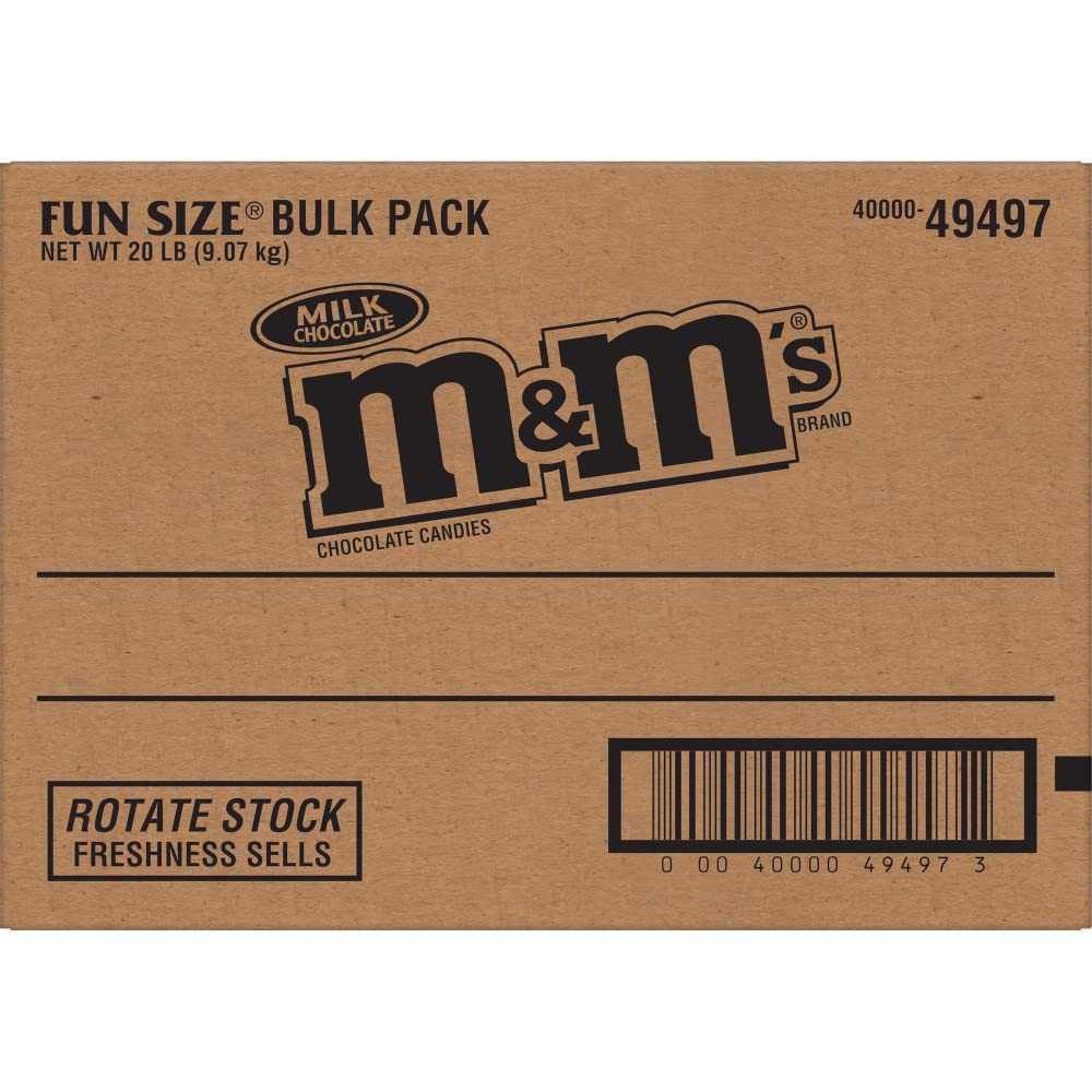 M&M'S Milk Chocolate Candy Fun Size 320 Ounce (Pack of 1) Bulk Package Box - Perfect for Halloween, Party Favors, Office Snacks & Gift Baskets