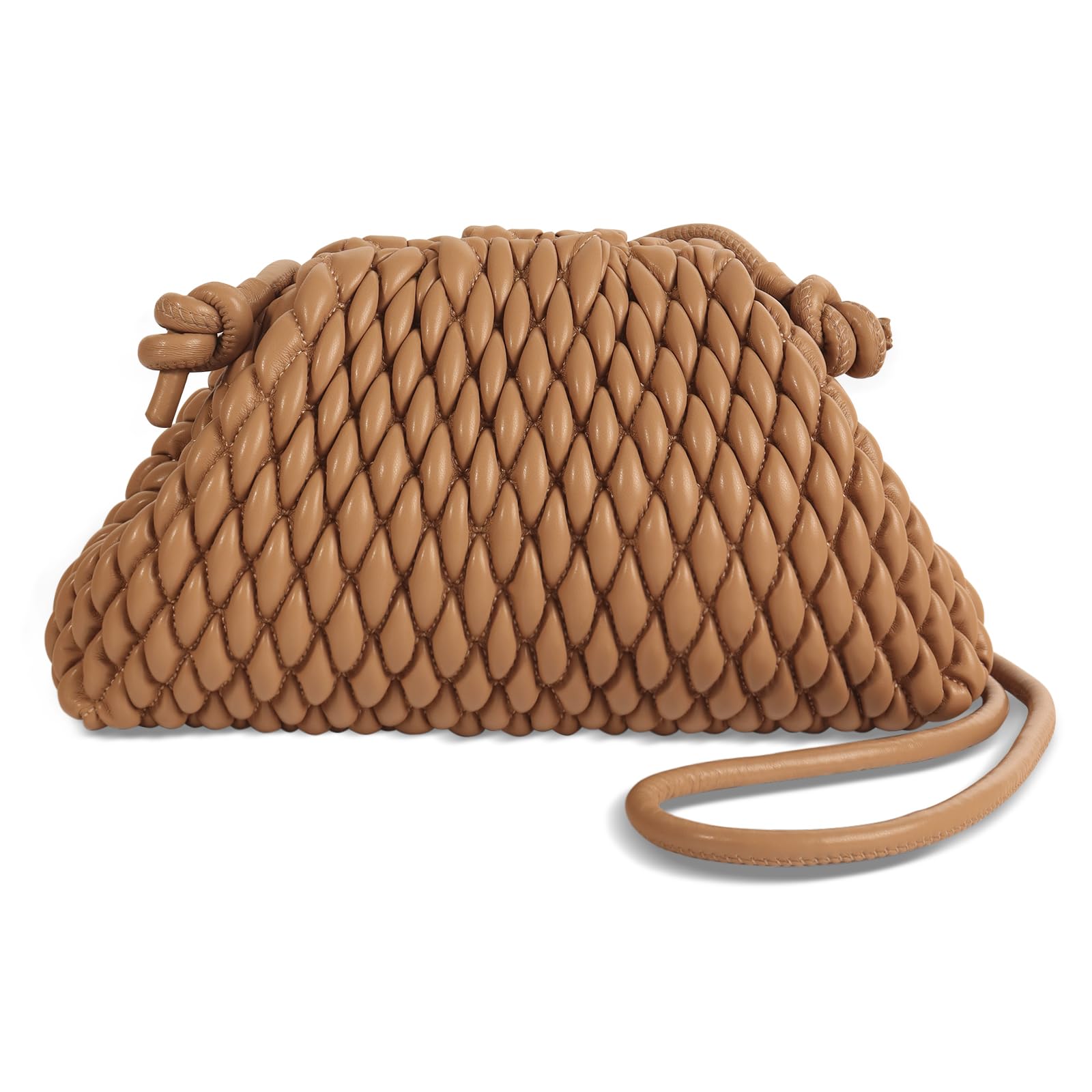 ELDA Quilted Clutch Handbag for Women - Fashionable Leather Hobo Purse with Ruched Detailing | Perfect for Evening Events, Date Nights & Travel Accessories