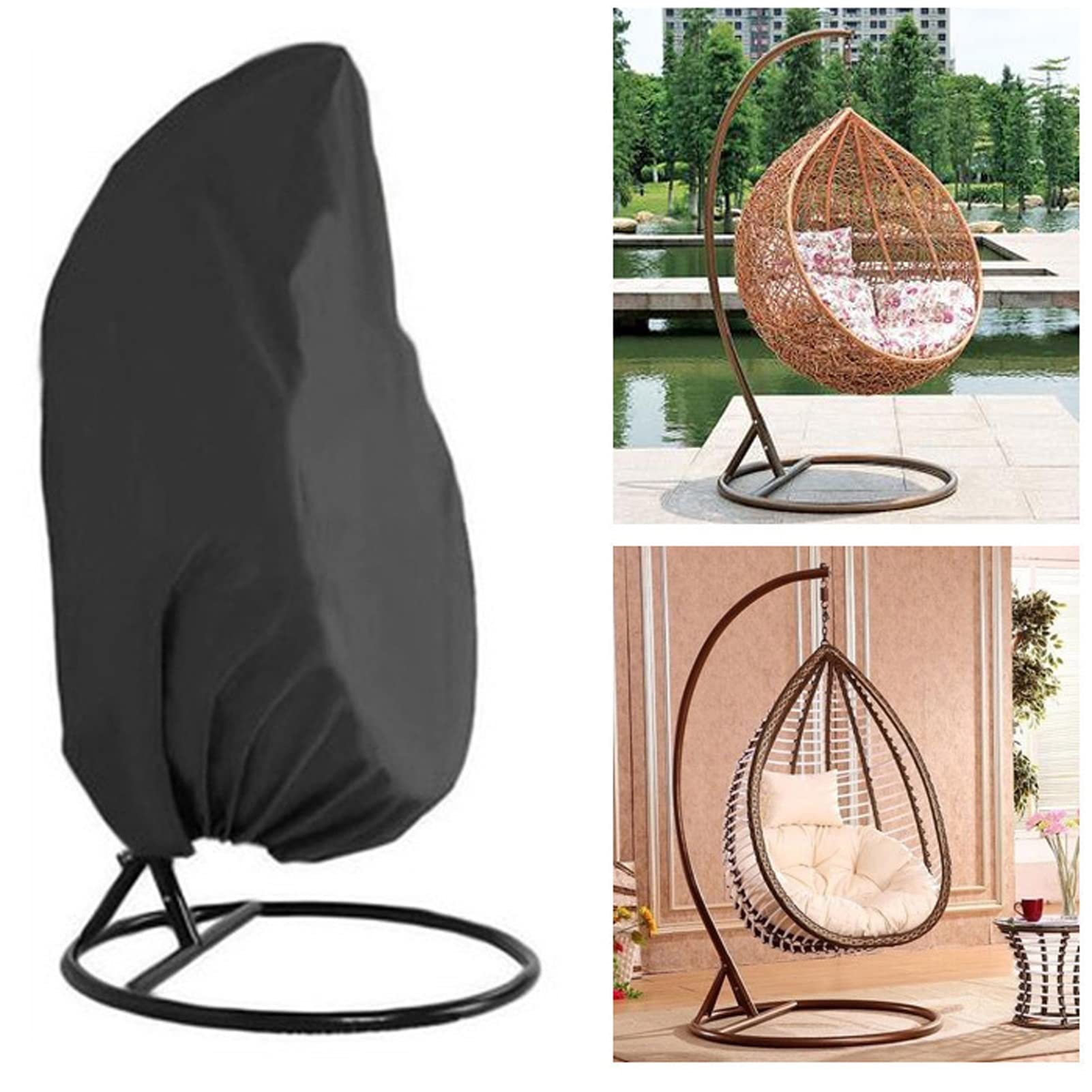 Durable Waterproof Hanging Egg Chair Cover with Zipper - Outdoor Swing Chair Protector for Patio, Rattan Furniture - Perfect for Garden, Balcony & Backyard Relaxation