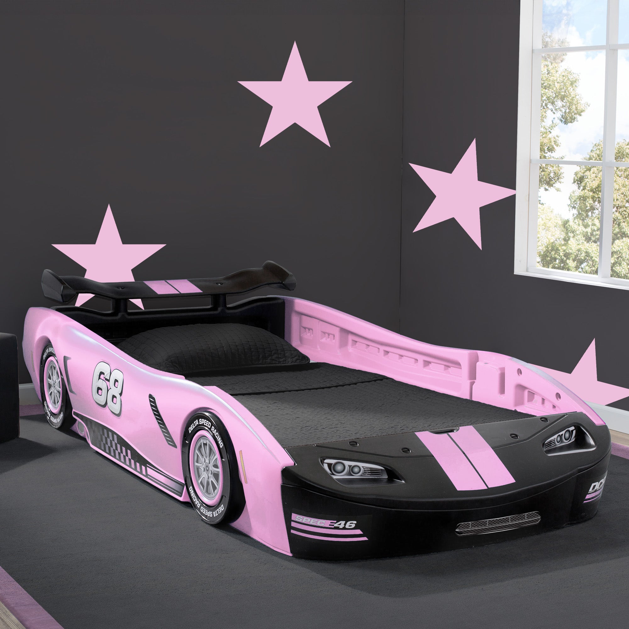 Turbo Race Car Twin Bed for Kids - High-Speed Design Themed Bedroom Furniture for Boys & Girls - Perfect for Racing Enthusiasts' Bedrooms and Playrooms
