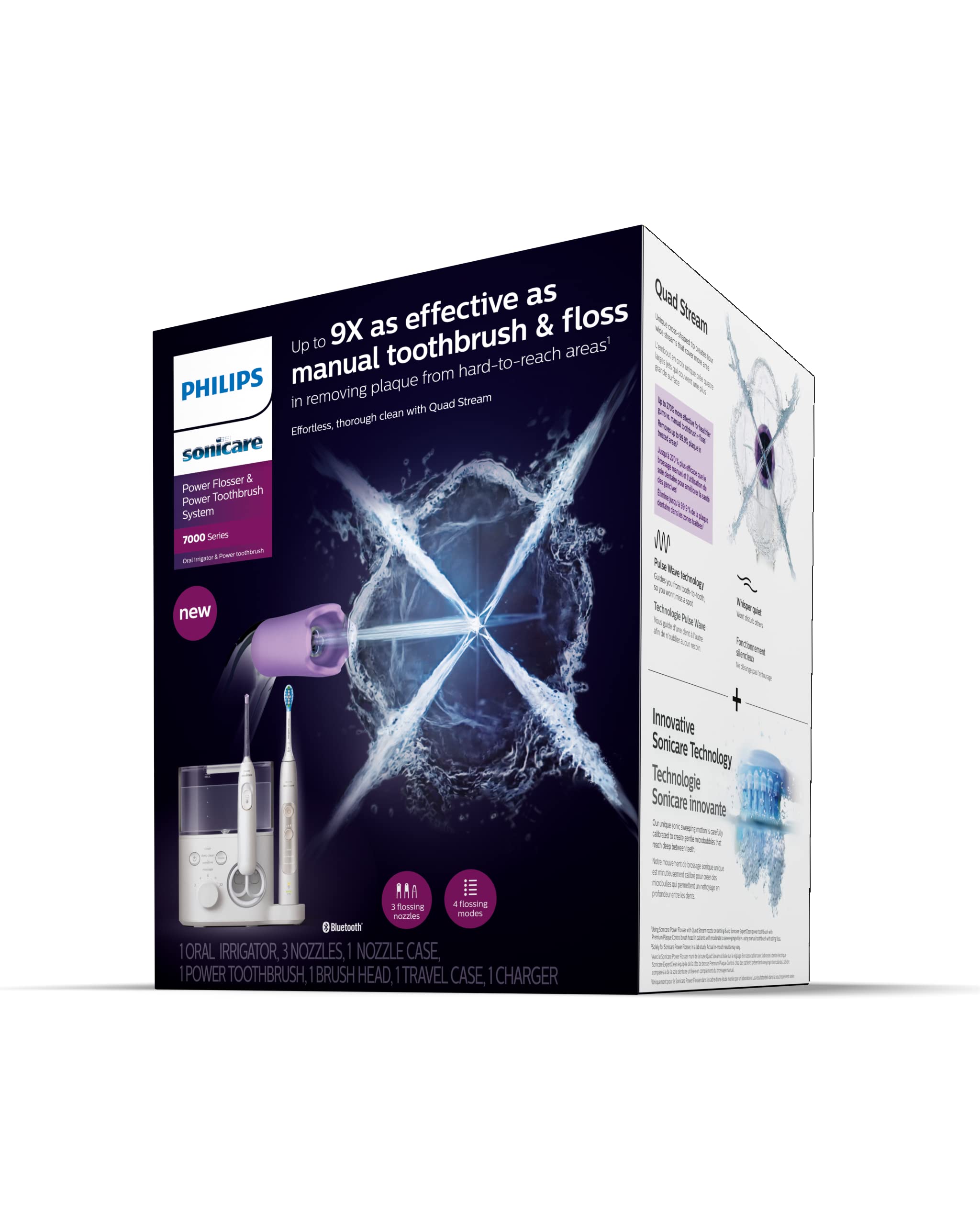 Philips Sonicare Power Flosser & Toothbrush System 7000 (HX3921/40) - Electric Toothbrush with Smart Sensor & Water Flosser for Deep Cleaning - Perfect for Home & Travel Oral Care Routine