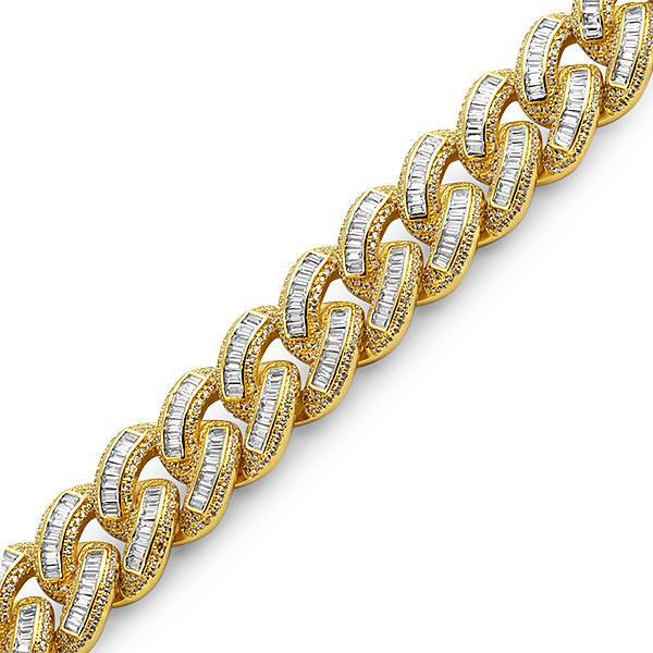 Exotic Baguette Lab Diamond Gold Cuban Bracelet for Women | Luxury Tennis Bracelet | Perfect for Weddings, Parties & Special Occasions