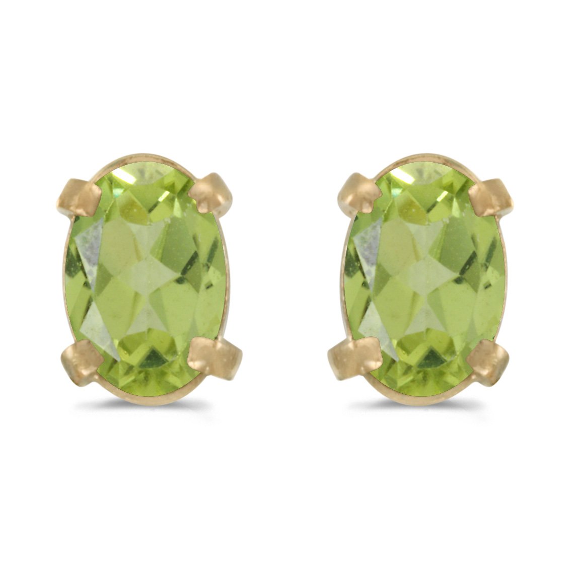 14K Yellow Gold Oval Peridot Stud Earrings for Women - Dainty Green Gemstone Jewelry Gift for Birthday, Anniversary & Special Occasions