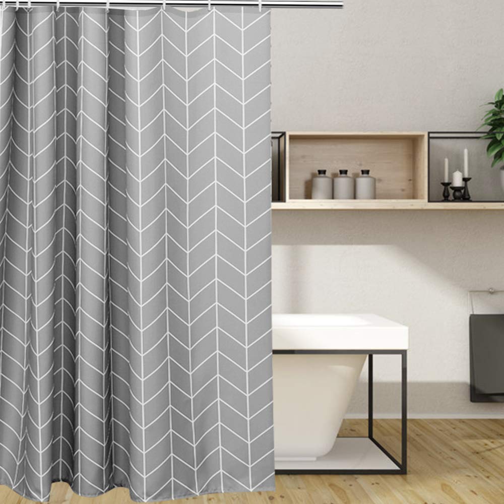 EurCross Grey Fabric Shower Curtain - Waterproof Polyester Bathroom Curtain with Weighted Bottom 72x72 Inches - Perfect for Modern Bathrooms & Spa-Like Showers