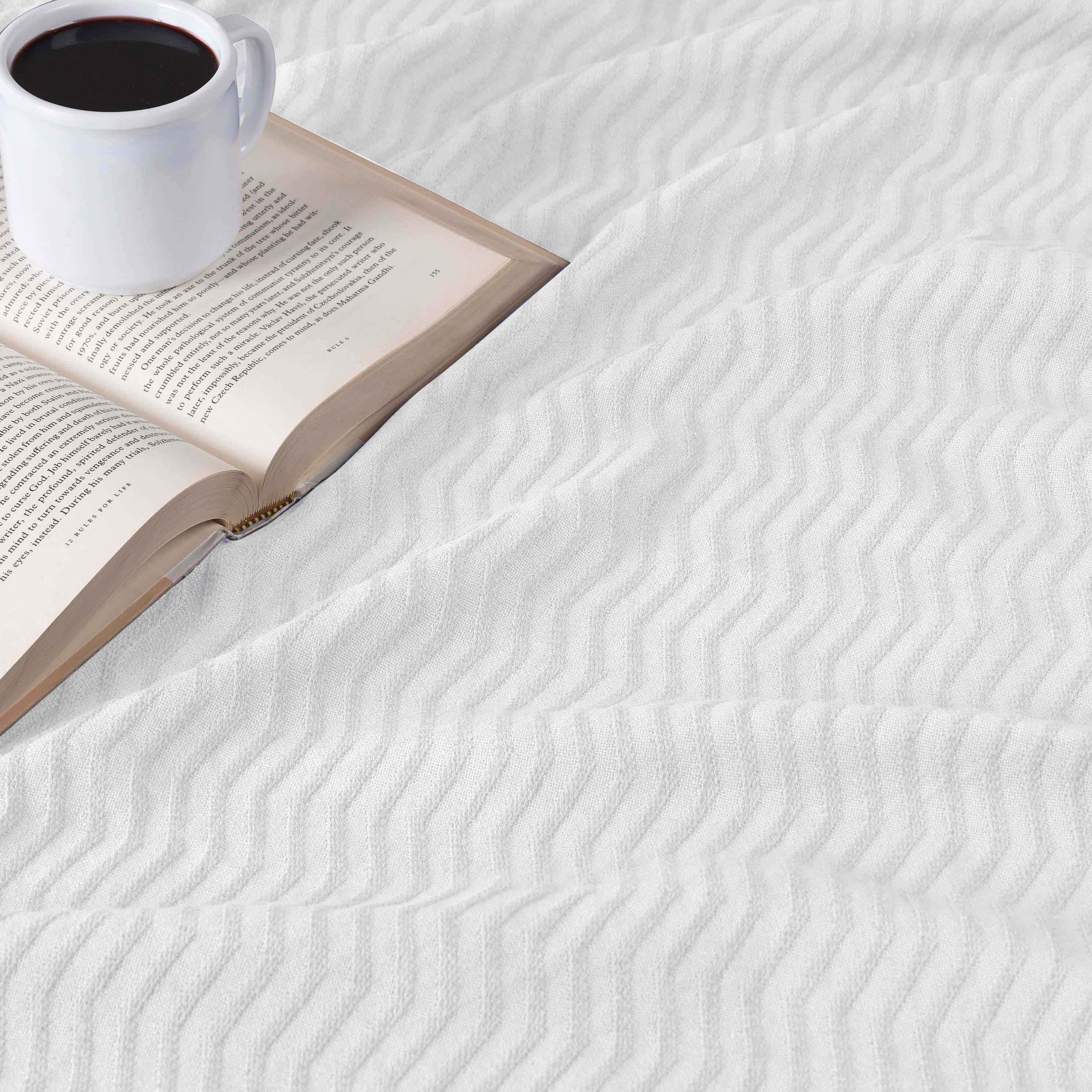 Jena Cotton Textured Chevron Lightweight Woven Blanket - Soft & Breathable Throw for Sofa, Bed & Outdoor Use - Cozy Home Decor & Picnic Essential