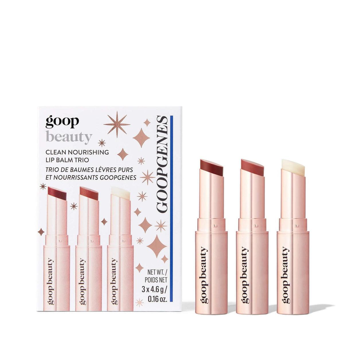 GOOPGENES Clean Nourishing Lip Balm Trio - Hydrating, Organic & Vegan Lip Care Set for Dry, Chapped Lips | Perfect for Daily Use, Travel & Gifts