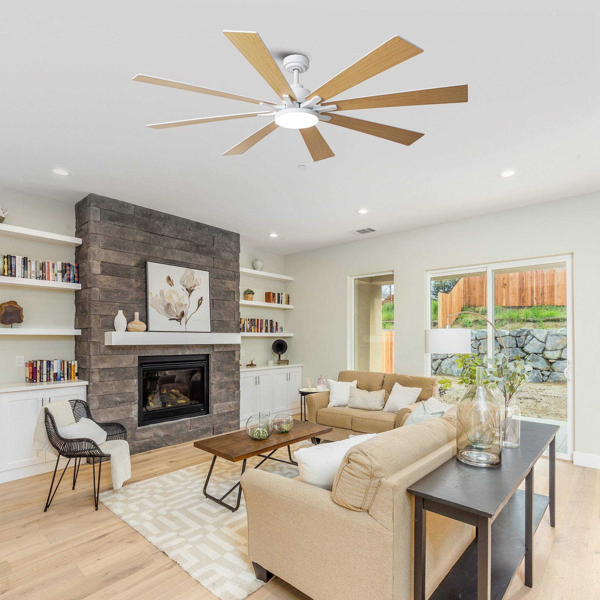 72 Inch Elbe Modern Ceiling Fan with Light Kit & Remote Control - Perfect for Living Room, Bedroom, and Large Spaces