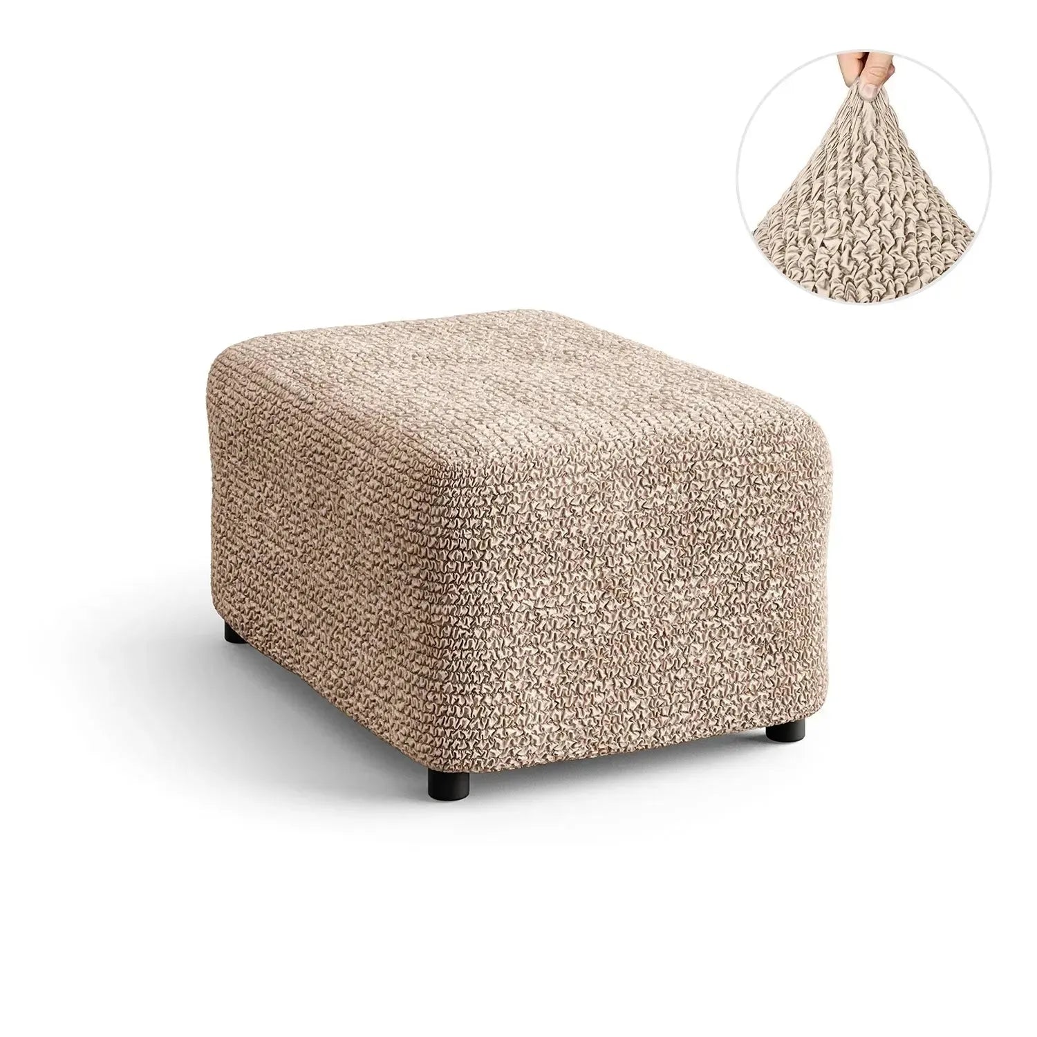 Microfiber Ottoman Slipcover Medium Size - Stretchable Furniture Cover for Living Room, Bedroom & Office - Easy to Clean & Durable Home Decor