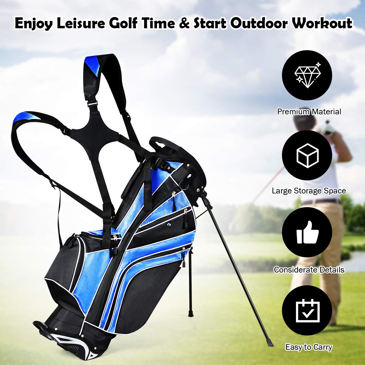 Premium Golf Stand Bag with 14-Way Divider - Lightweight & Durable Golf Bag for Men & Women - Perfect for Driving Range, Course & Tournament Play