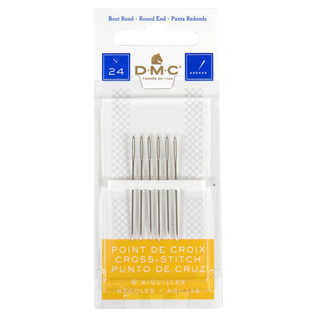 DMC Size 24 Cross Stitch Needles 3 Pack (18 Needles Total) - Premium Embroidery Needles for Cross Stitch, Needlepoint & Hand Sewing Projects - Perfect for DIY Crafts, Home Decor & Gift Making
