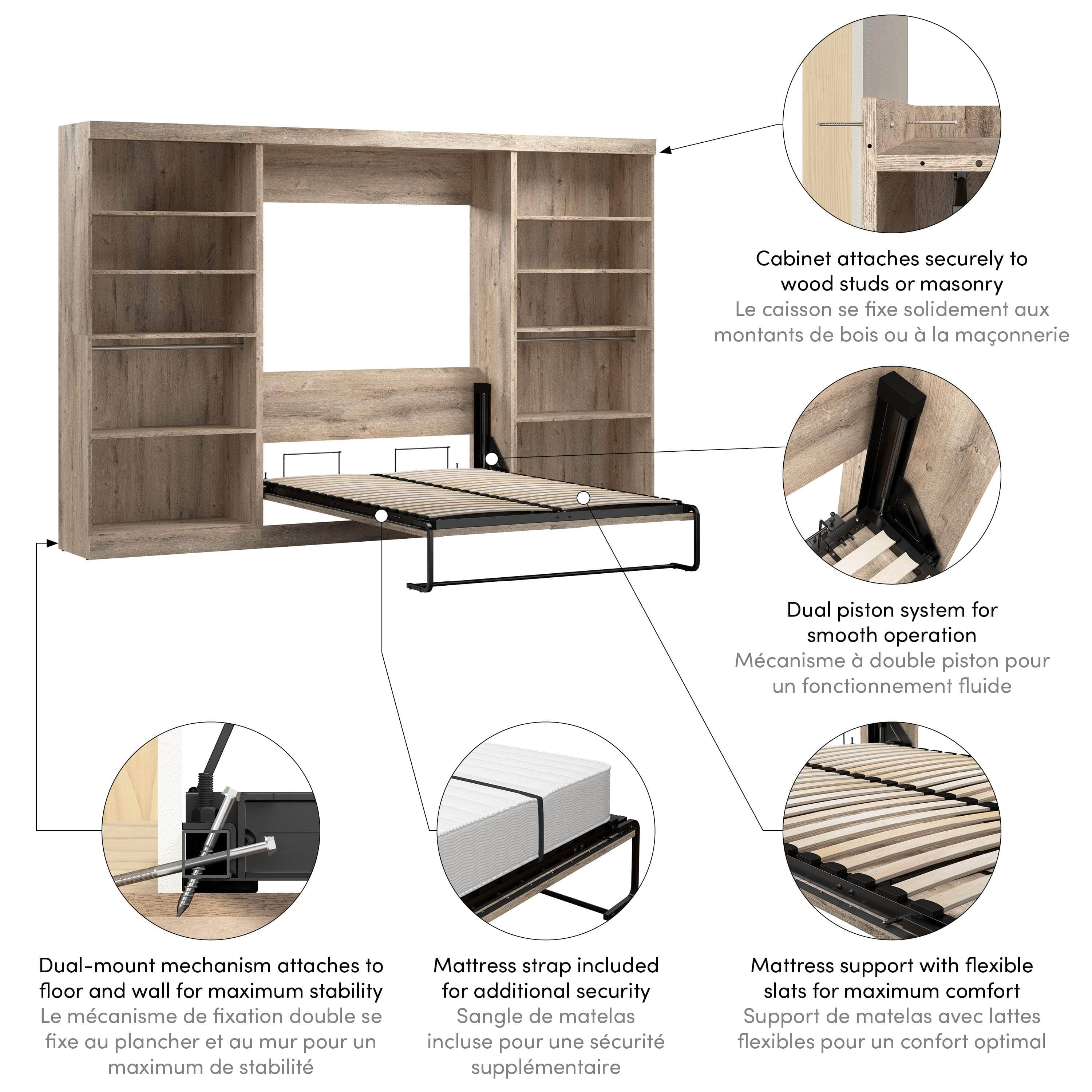 Pur Full Murphy Wall Bed with 2 Storage Units (131