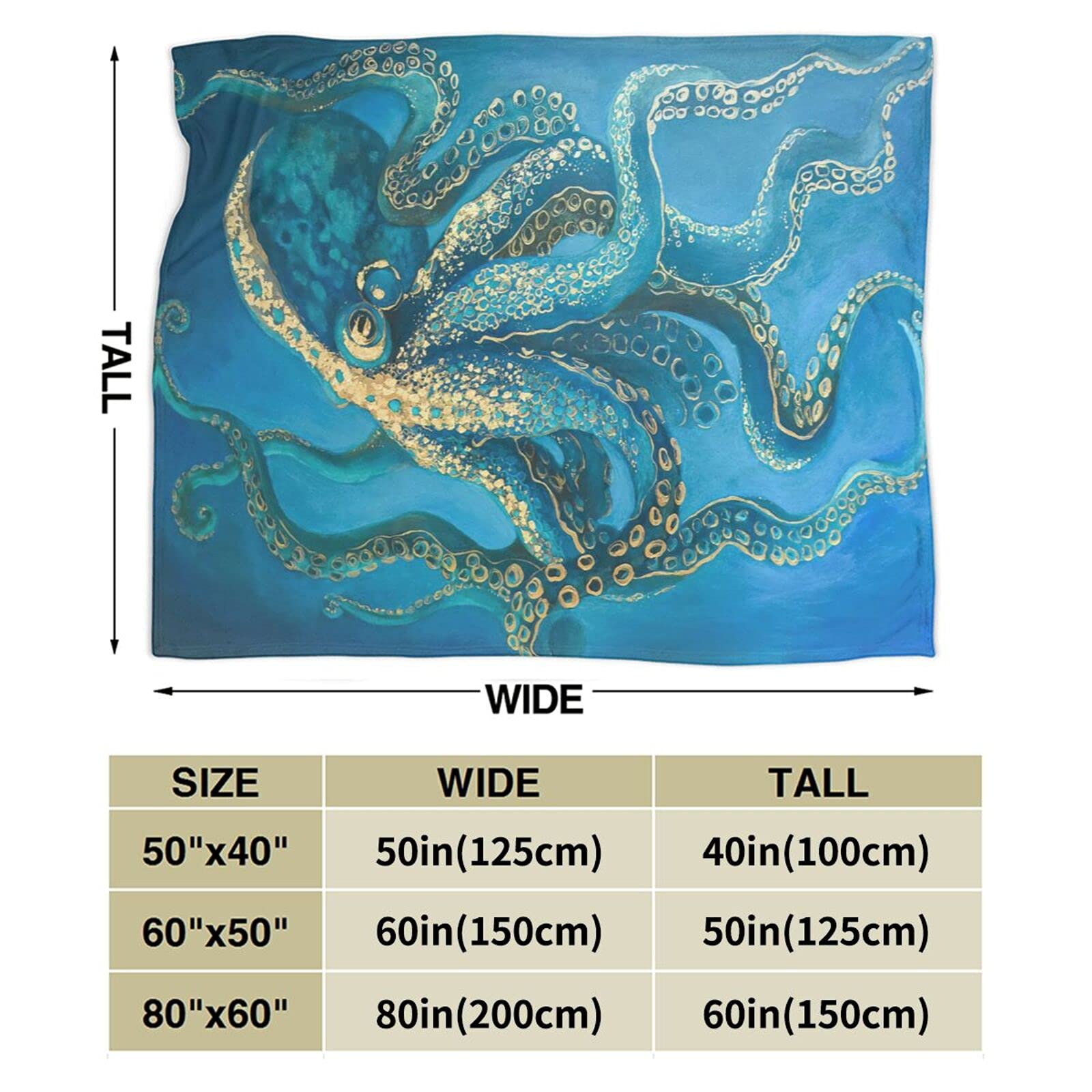 Super Soft Octopus Throw Blanket - 50x40 Inch Flannel Air Conditioner Blanket for All Seasons | Warm Cozy Blanket for Bed, Couch & Living Room | Perfect for Movie Nights, Camping & Home Decor