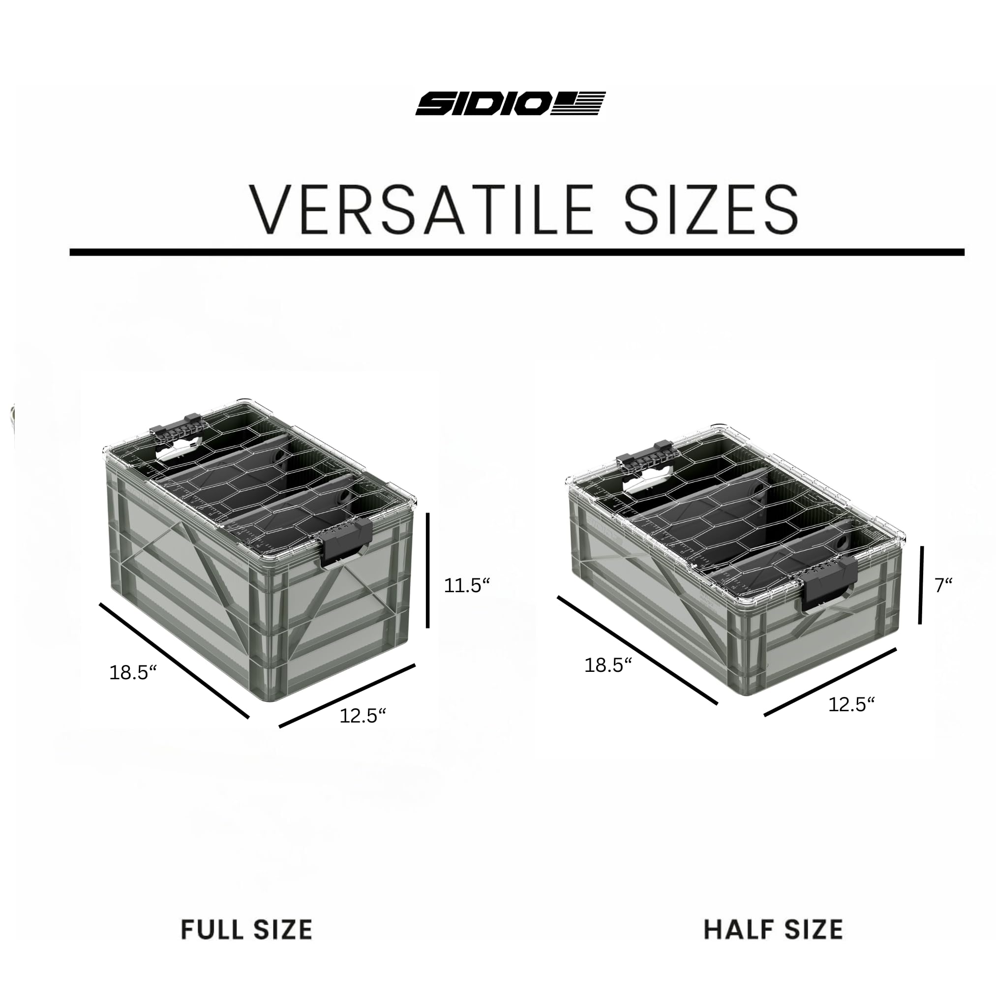 Heavy Duty Stackable Storage Bins with Lids - 2 Full Size & 1 Half Size Organizer Totes for Home, Office, Garage - Durable Plastic Containers with Dividers for Closet, Pantry, and Outdoor Storage