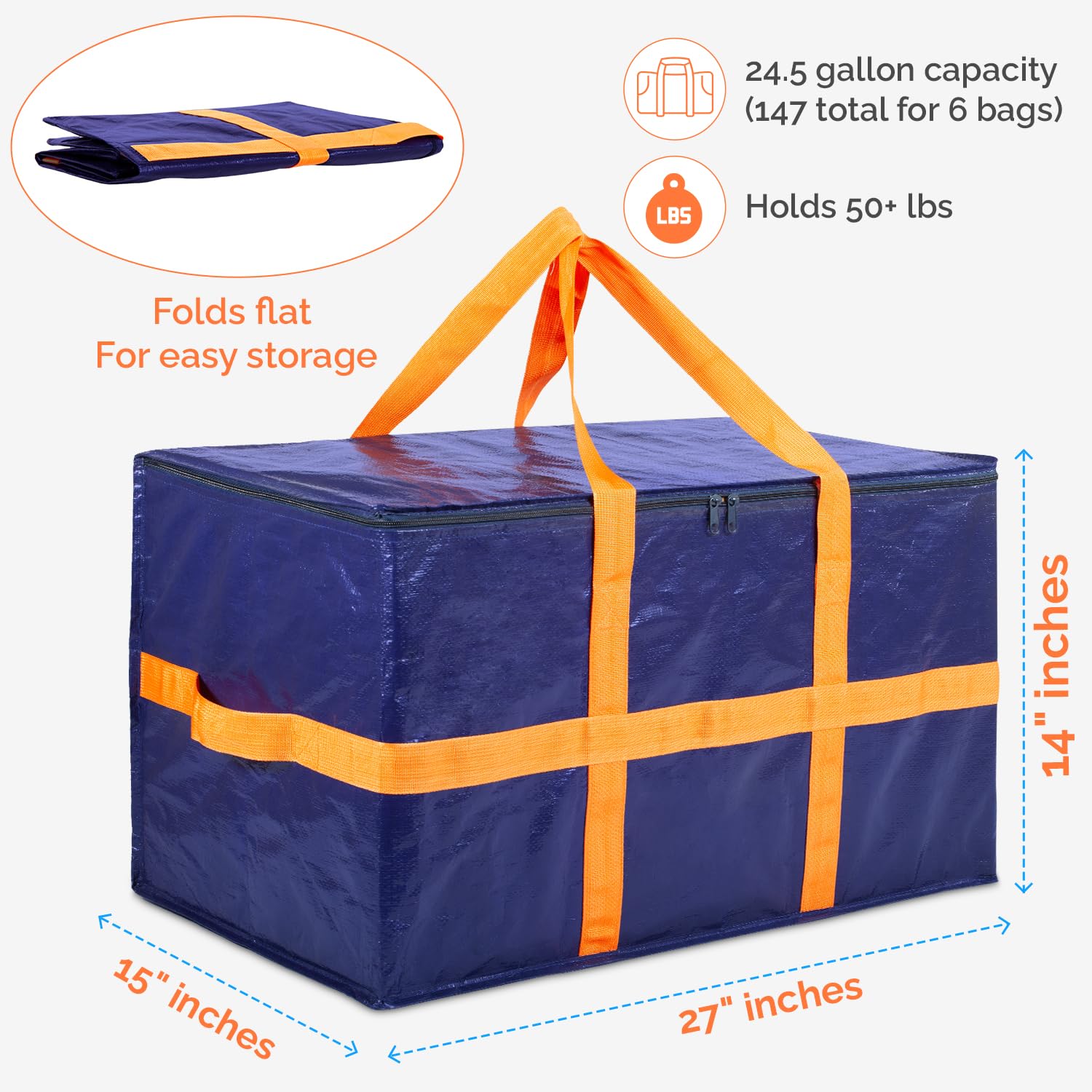 Heavy Duty Moving Bags - Extra Large Packing Boxes & Totes Alternative (6-Pack) - Perfect for Moving, Storage & Organization