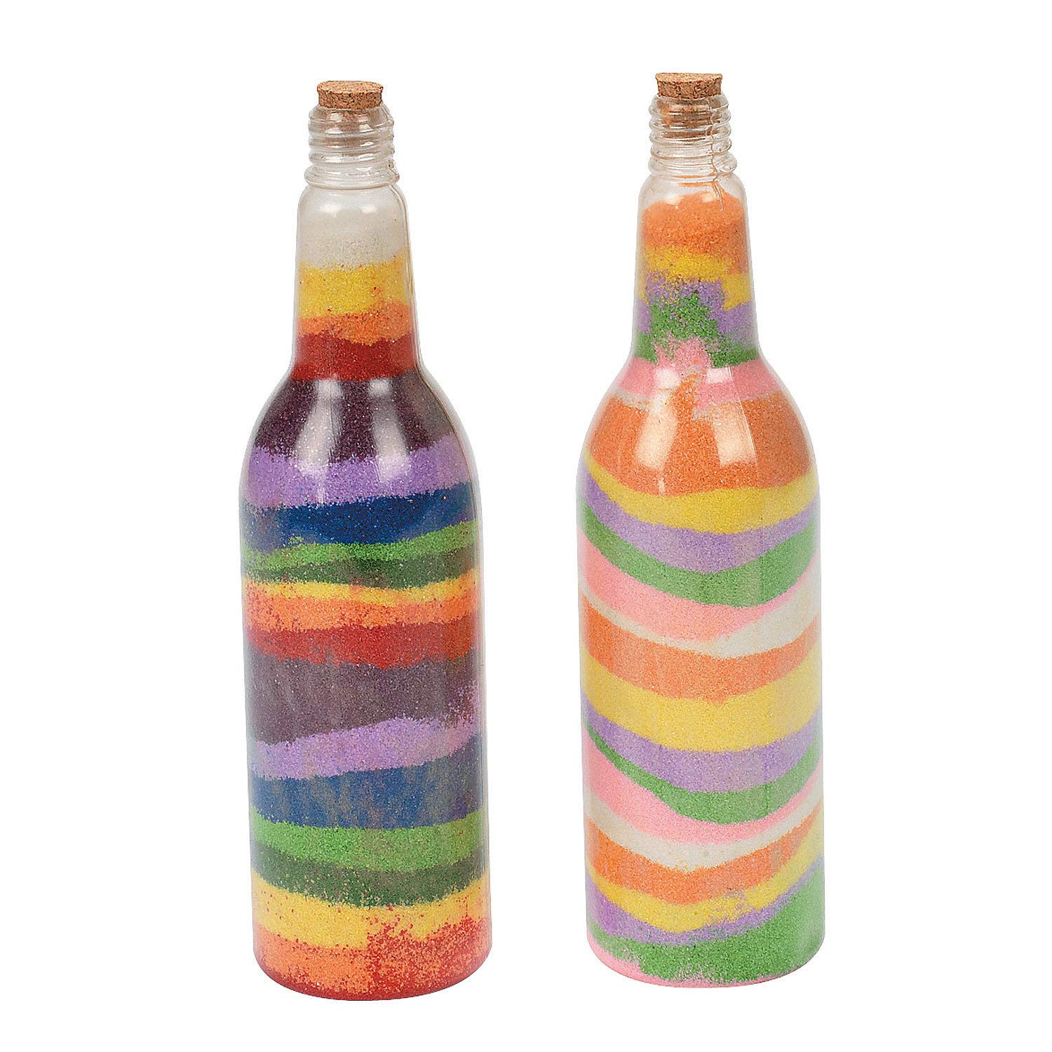 Sand Art Plastic Bottles - Set of 12 with Corks for DIY Kids Crafts - Perfect for Birthday Parties, Classroom Activities & Sensory Play
