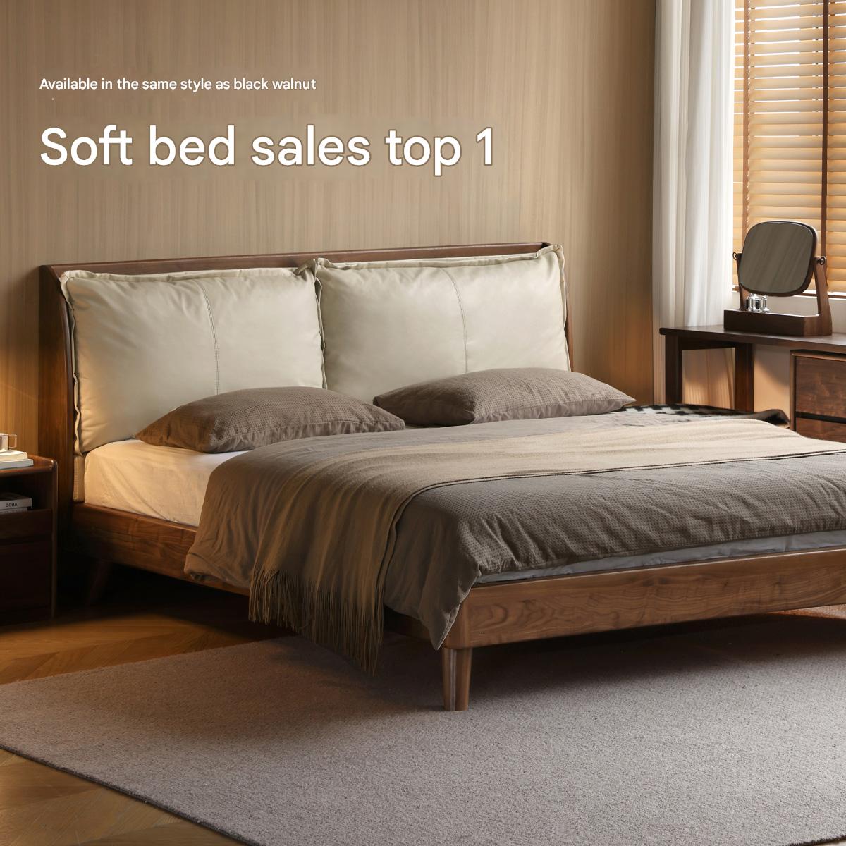 Premium Oak Solid Wood Frame with Top Grain Leather Upholstery & Technical Fabric Bed - Perfect for Modern Bedrooms, Guest Rooms & Luxury Home Decor