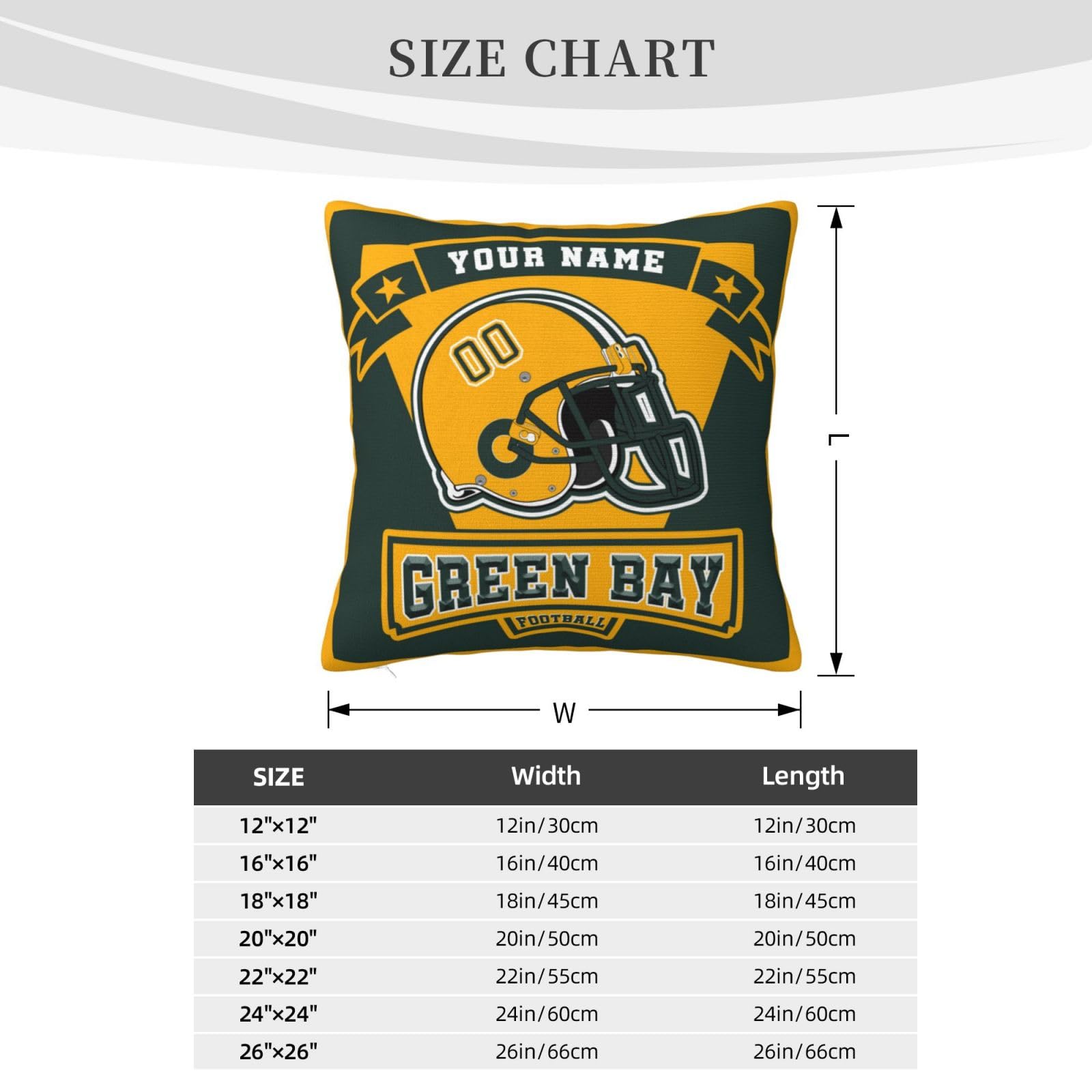 Custom Green Bay Throw Pillow Cover - Personalized with Name & Number - Soft Decorative Couch Pillow Case for Sofa, Bedroom & Home Decor - Perfect Gift for Packers Fans & Football Lovers