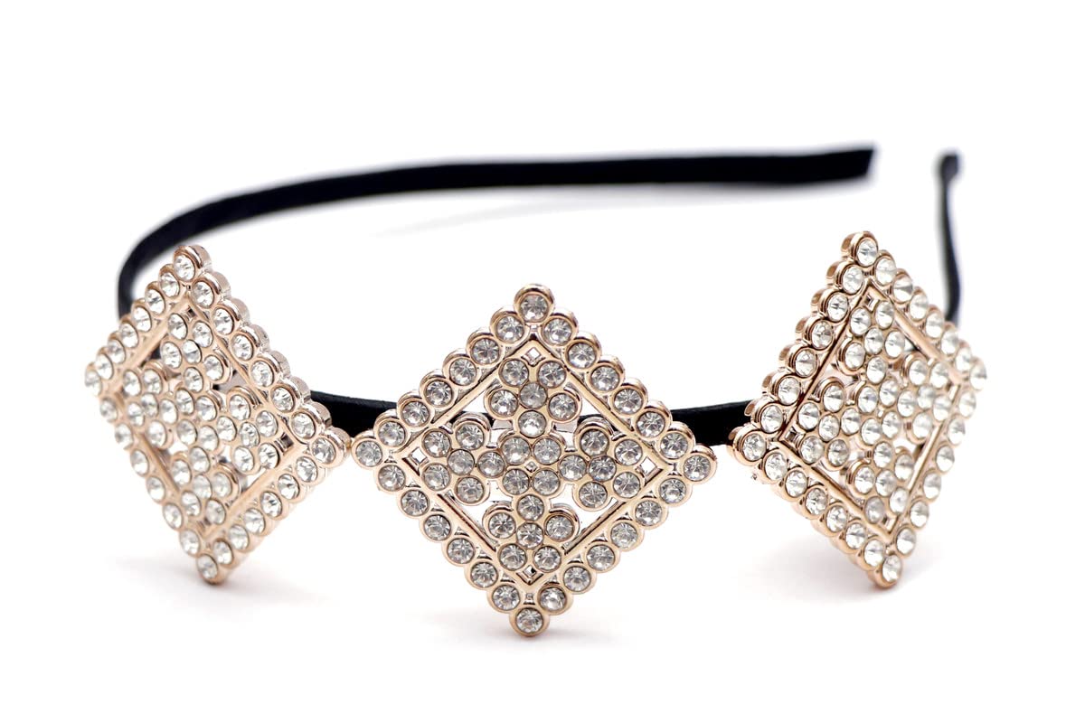 NAVMAV Shiny Luxury Crystal Rhinestone Non-Slip Hair Band Set - Stylish Women's & Girls' Hair Hoop Accessories (2 Pack) for Parties, Weddings & Daily Wear