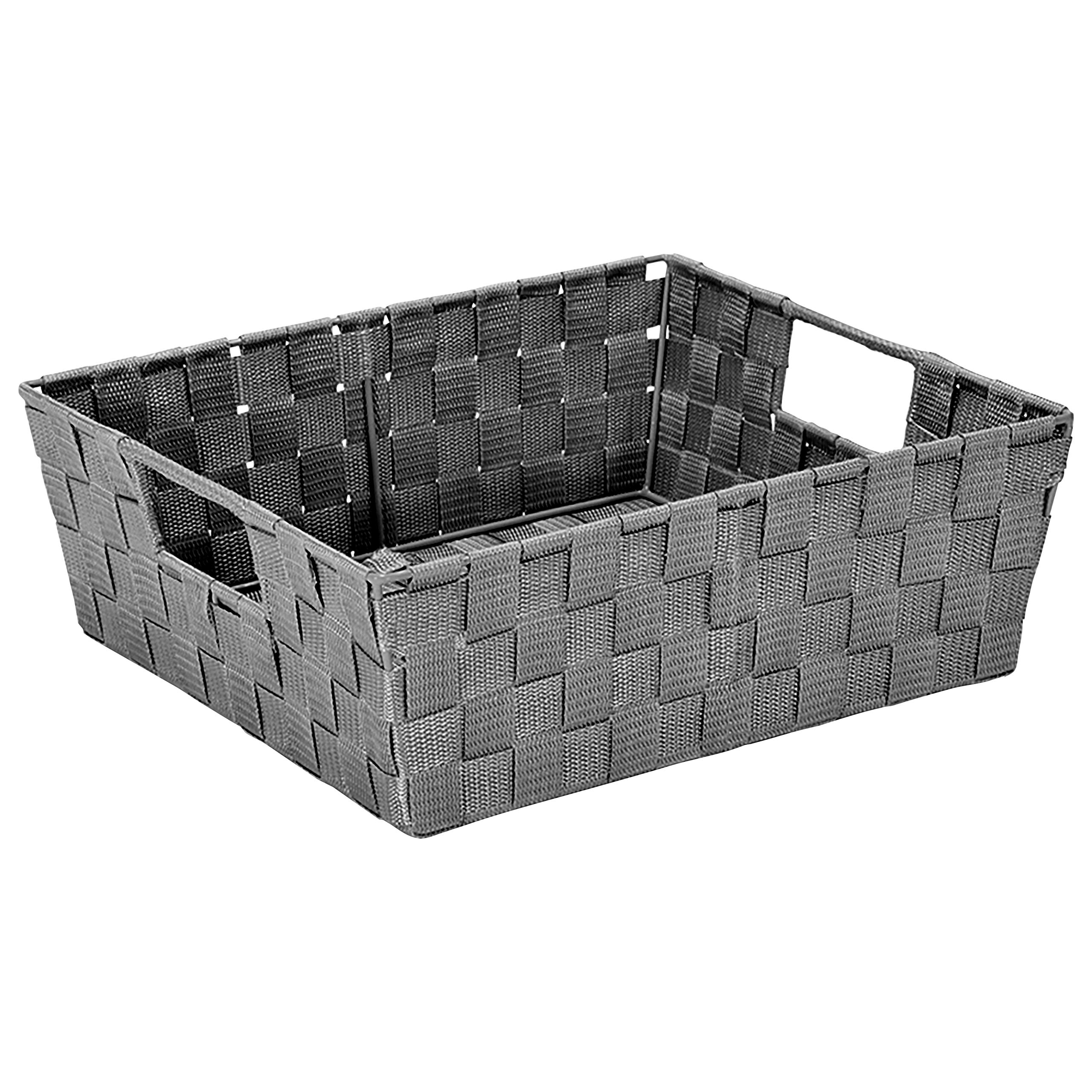 Large Woven Storage Basket with Handles - 2 Pack Grey for Home & Office Organization