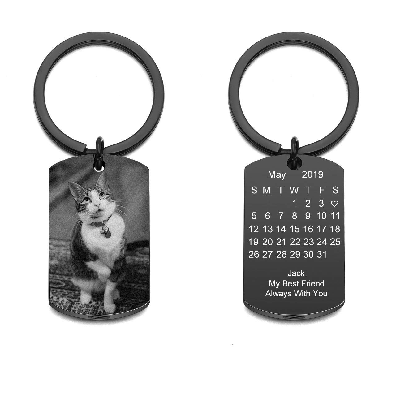 Personalized Memorial Keychain - Custom Engraved Photo & Text Cremation Jewelry - Stainless Steel Military Dog Tag Pendant for Ashes Holder - Perfect Keepsake Gift for Loved Ones - Ideal for Memorials, Funerals & Remembrance Ceremonies