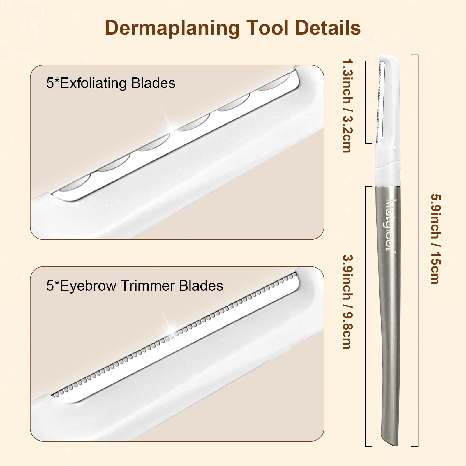 Premium Dermaplaning Razor for Face - 10 Pack Blade Refills, Exfoliating Facial Hair Removal Tool for Smooth Skin, Eyebrow & Peach Fuzz Shaver - Perfect for At-Home Skincare & Beauty Routine