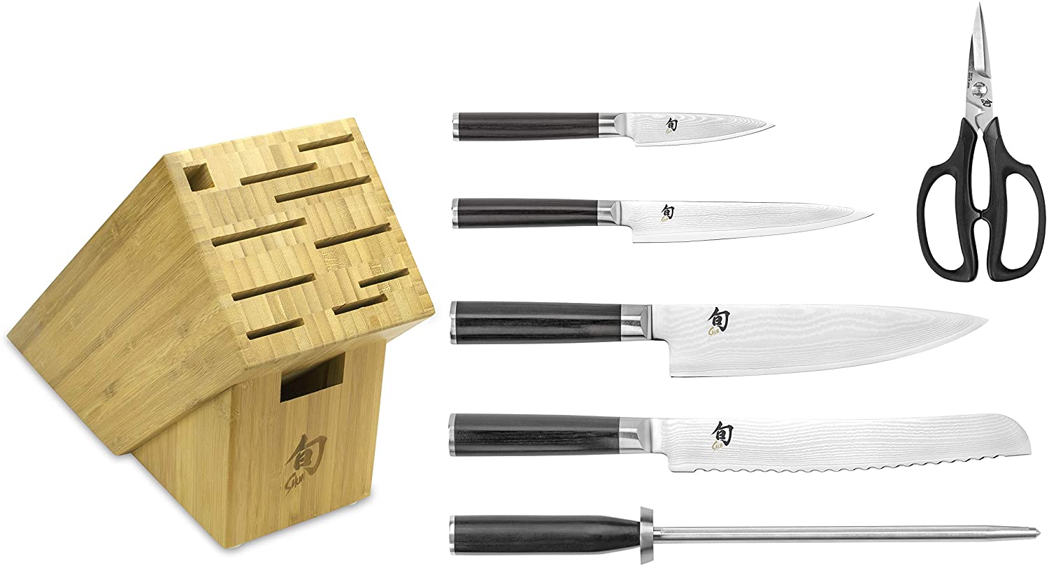 Shun 7-Piece Premium Knife Block Set - High-Quality Japanese Kitchen Knives for Professional Chefs & Home Cooking - Perfect for Slicing, Dicing & Chopping Vegetables, Meat & More