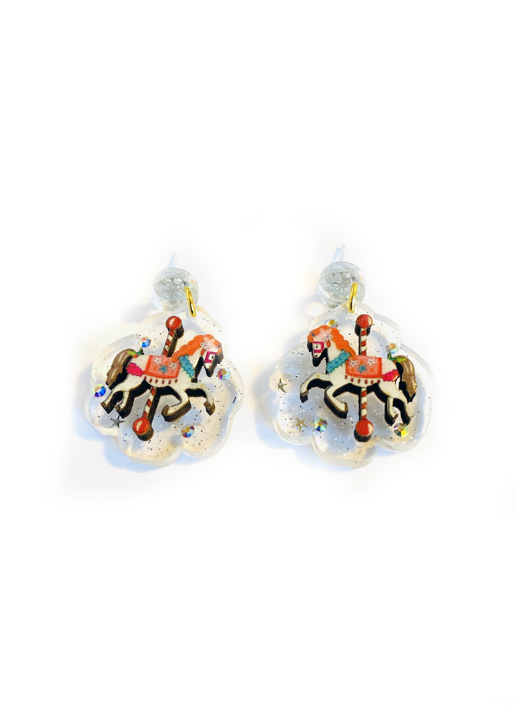 Christmas Carousel Earrings by Rosie Rose Parker - Festive Holiday Jewelry for Women, Unique Christmas Gift for Her - Perfect for Parties, Gift Exchanges & Seasonal Celebrations