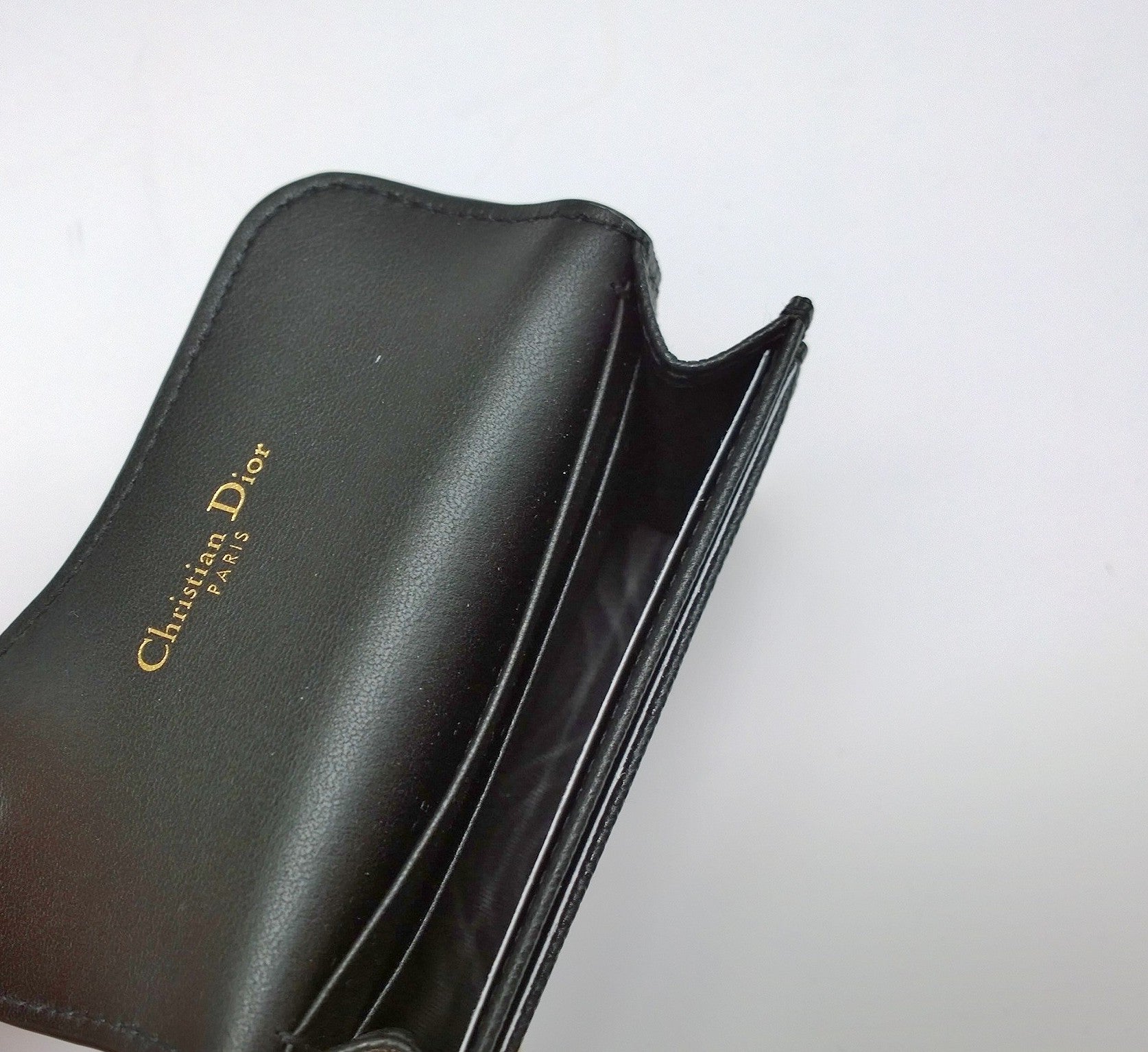 Christian Dior Saddle Black Textured Leather Card Holder Wallet - Luxury Slim RFID Blocking Credit Card Case for Women & Men - Perfect for Everyday Use, Travel & Gifting