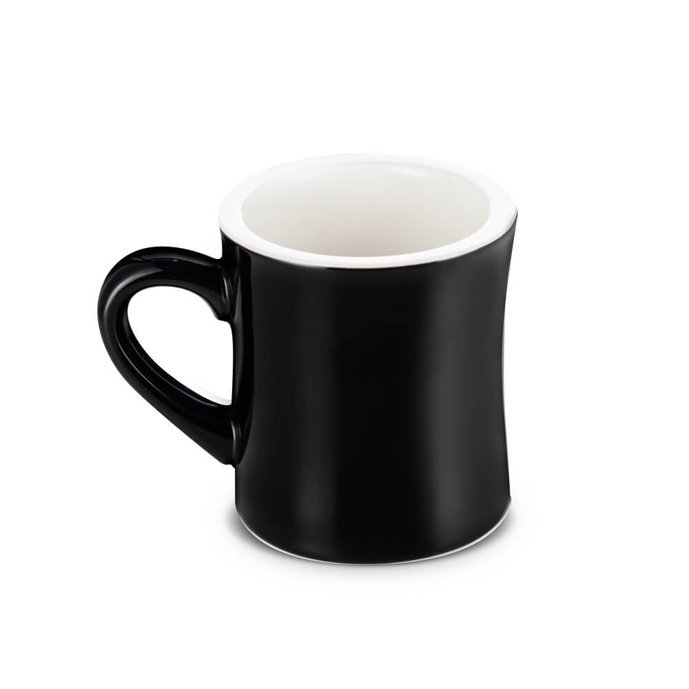 Premium Black Porcelain Diner Mug for Espresso - 10oz (305ml) Coffee Cup - Ideal for Home, Office & Cafe Use