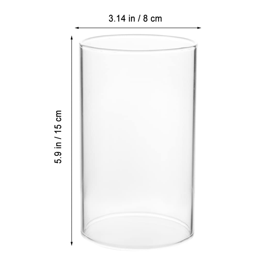 2-Pack Clear Borosilicate Glass Chimney Candle Holders - Open Ended Cylinder Tube Shade (15x8cm) Windproof for Tea Lights & Pillar Candles - Perfect for Weddings, Dining Tables & Outdoor Decor
