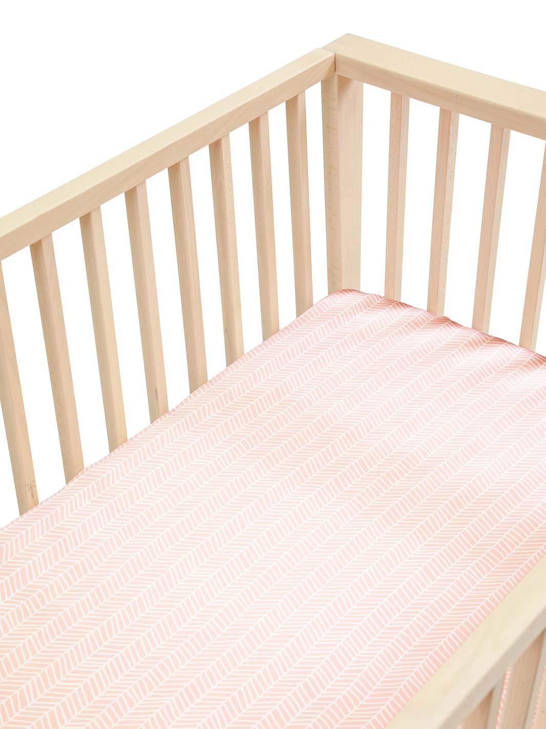 25 Momme Mulberry Silk Crib Fitted Sheet - Hypoallergenic Baby Bedding for Hair Loss & Eczema | SIDS Safe Silk Crib Sheet | Pink Herringbone Design | Perfect for Nursery, Baby Shower Gifts & Sensitive Skin Care