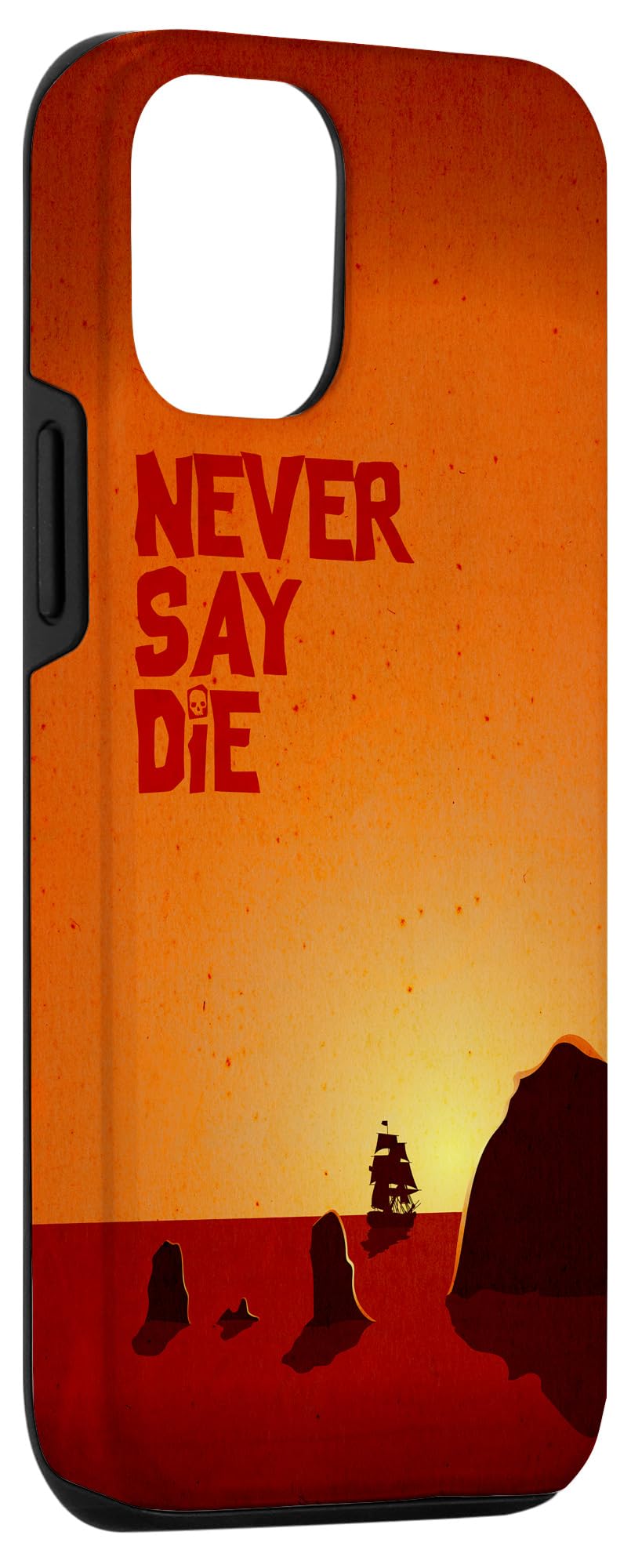 Vintage 80s Adventure iPhone 12/12 Pro Case - Never Say Die Goonies Inspired Cannon Beach Sunset Design | Durable Protective Phone Cover for Travel, Outdoor Activities & Movie Fans