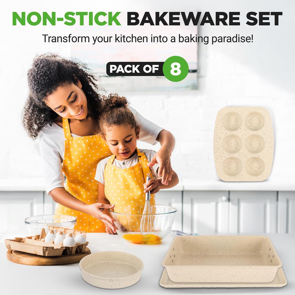 Premium Non-Stick Stackable Baking Pans Set - 3-Piece Oven Safe Bakeware for Cakes, Cookies & Bread - Perfect for Home Baking, Meal Prep & Holiday Desserts