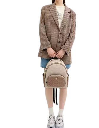 Coach Court Backpack in Signature Canvas - Stylish Laptop Backpack for Women & Men, Perfect for Work, Travel & School | Durable & Fashionable Shoulder Bag