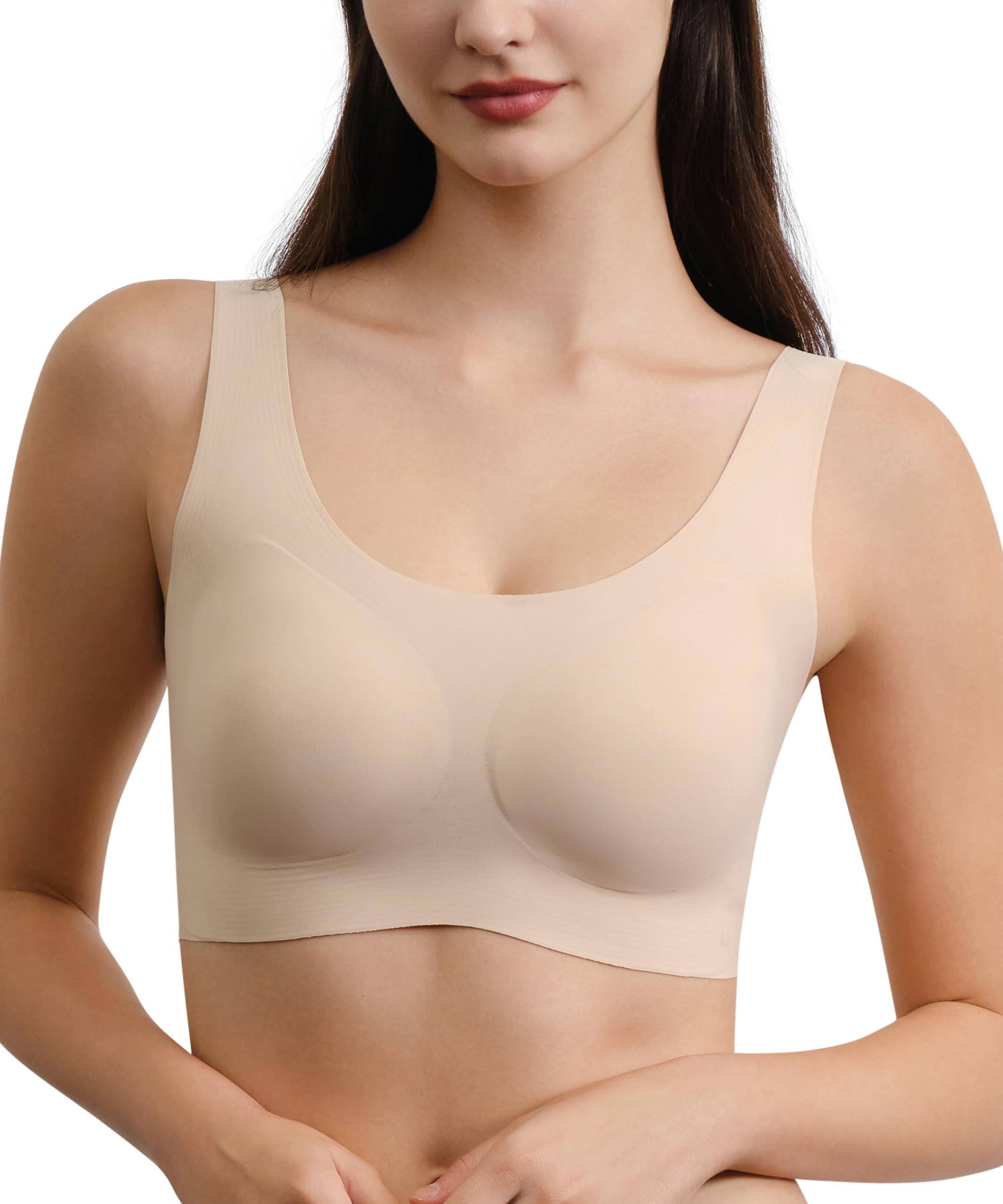 Wireless Bralette for Women - Full Coverage Seamless Plus Size Bra with Wide Straps | Comfortable T-Shirt Bra for Everyday Wear & Lounge