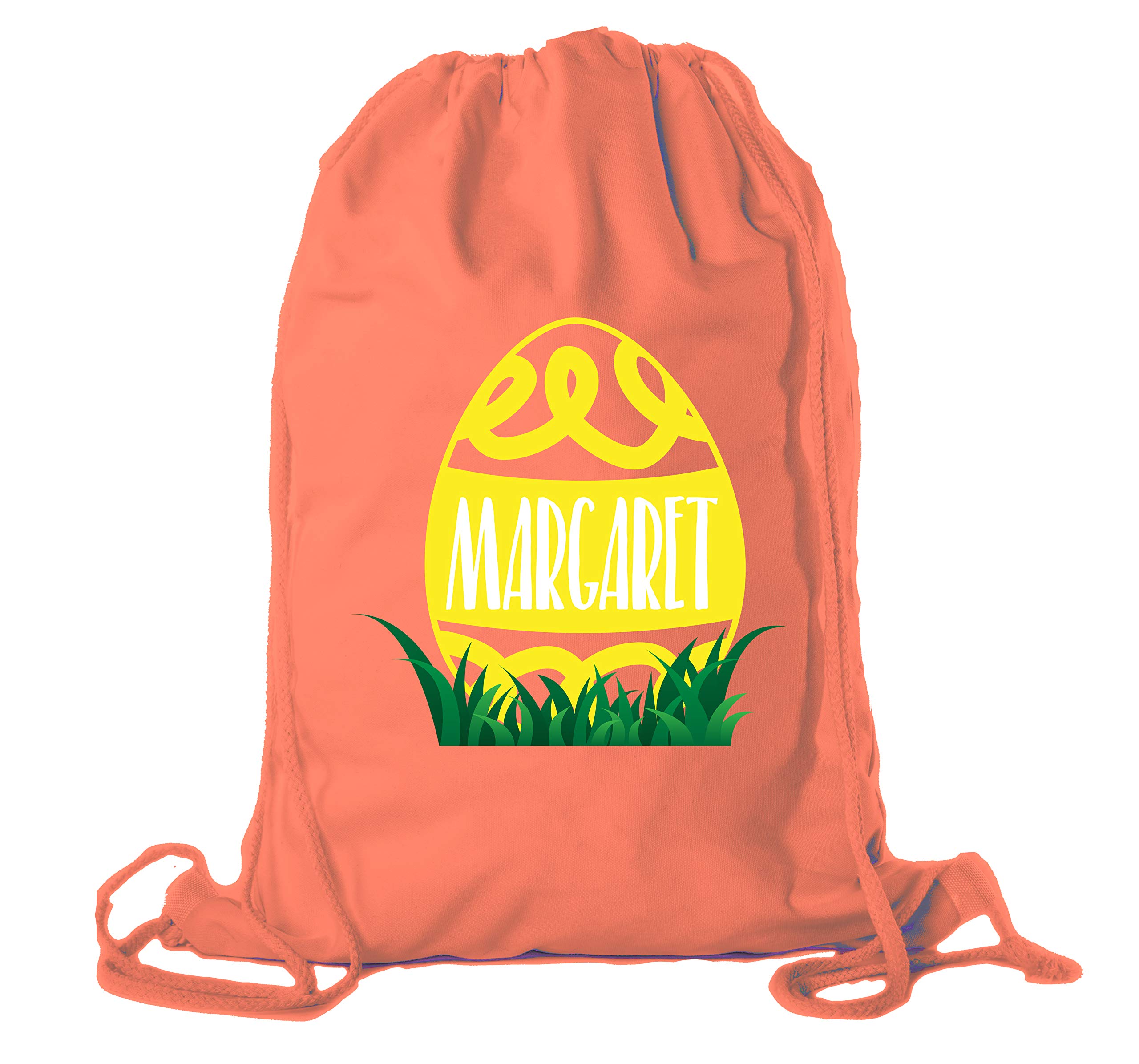Personalized Easter Basket Bags - Custom Cotton Drawstring Backpacks for Easter Gifts & Egg Hunts - Swirly Egg Design in Orange (CE2725Easter) - Perfect for Easter Celebrations, Church Events & Spring Festivals