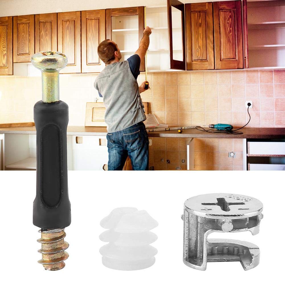 Hilitand Furniture Connecting Screws - Plastic Coated Cam Lock Fasteners & Dowel Hardware for DIY Cabinet Assembly (Perfect for Bookshelves, Wardrobes, and IKEA-Style Furniture)