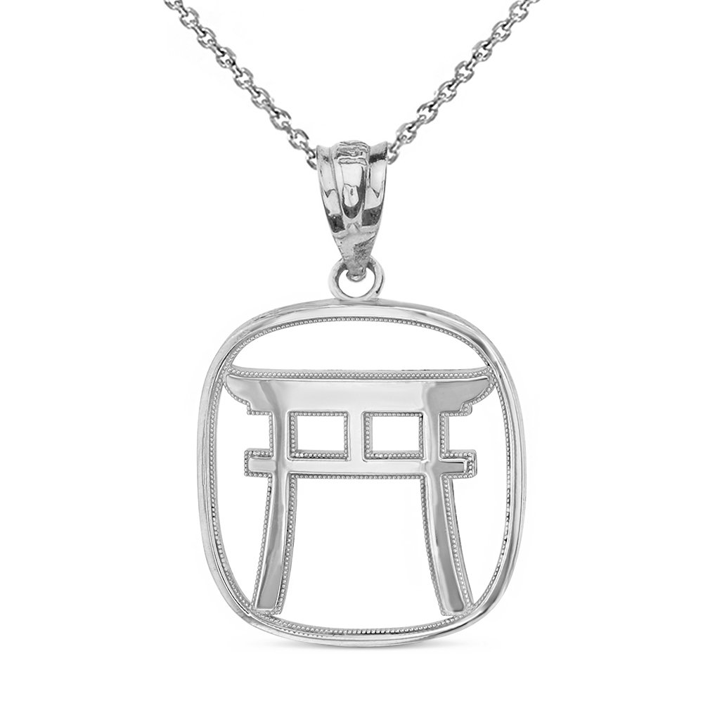 Authentic Sterling Silver Japanese Torii Gate Shinto Charm Pendant Necklace - Perfect for Spiritual Protection, Cultural Fashion & Gift Giving