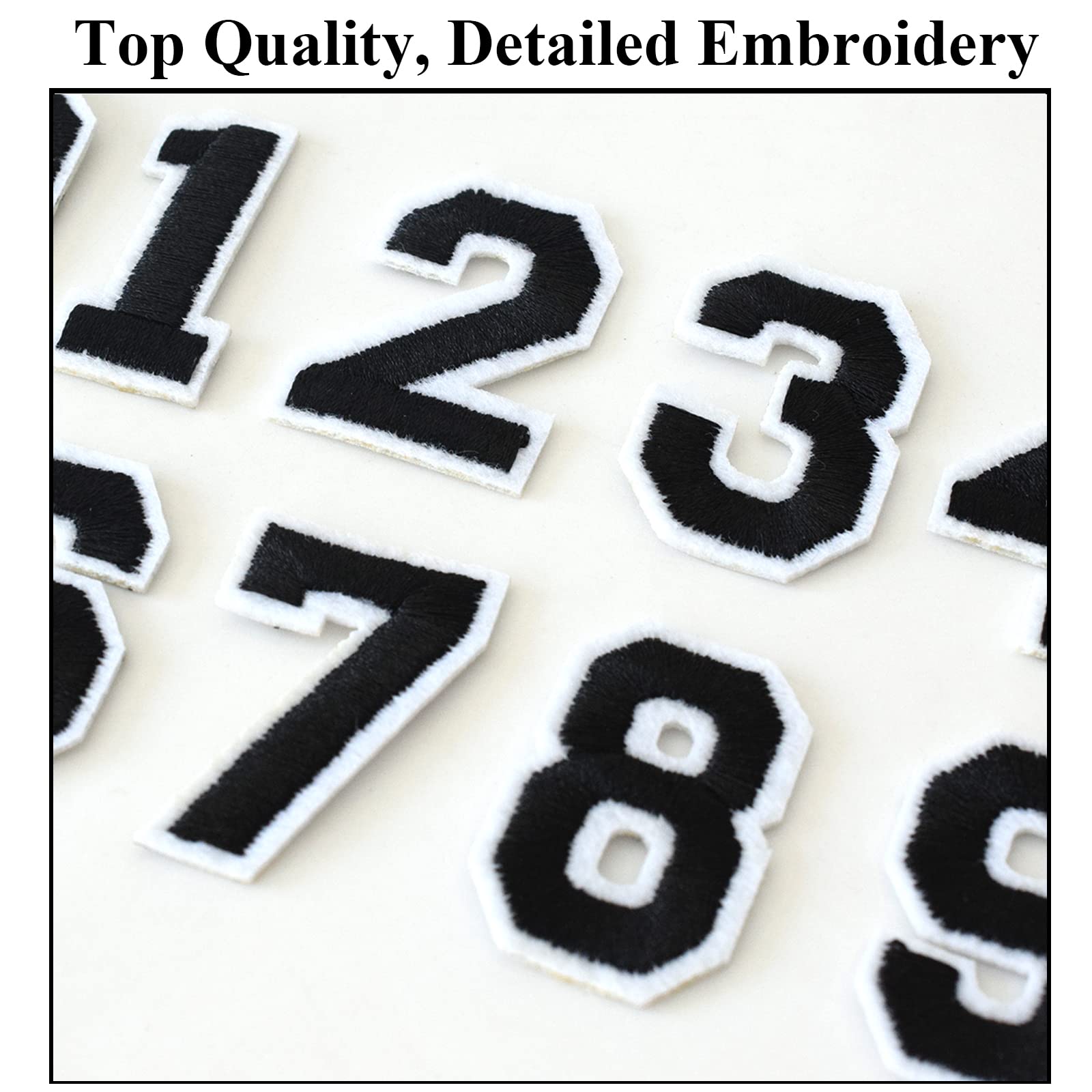 40 Pieces Black Iron-On Number Patches 0-9 for Clothes, Hats, Socks & DIY Projects - Easy Fabric Appliques for Customizing Jeans, Dresses & Accessories | Perfect for School Uniforms, Team Jerseys & Personalized Gifts