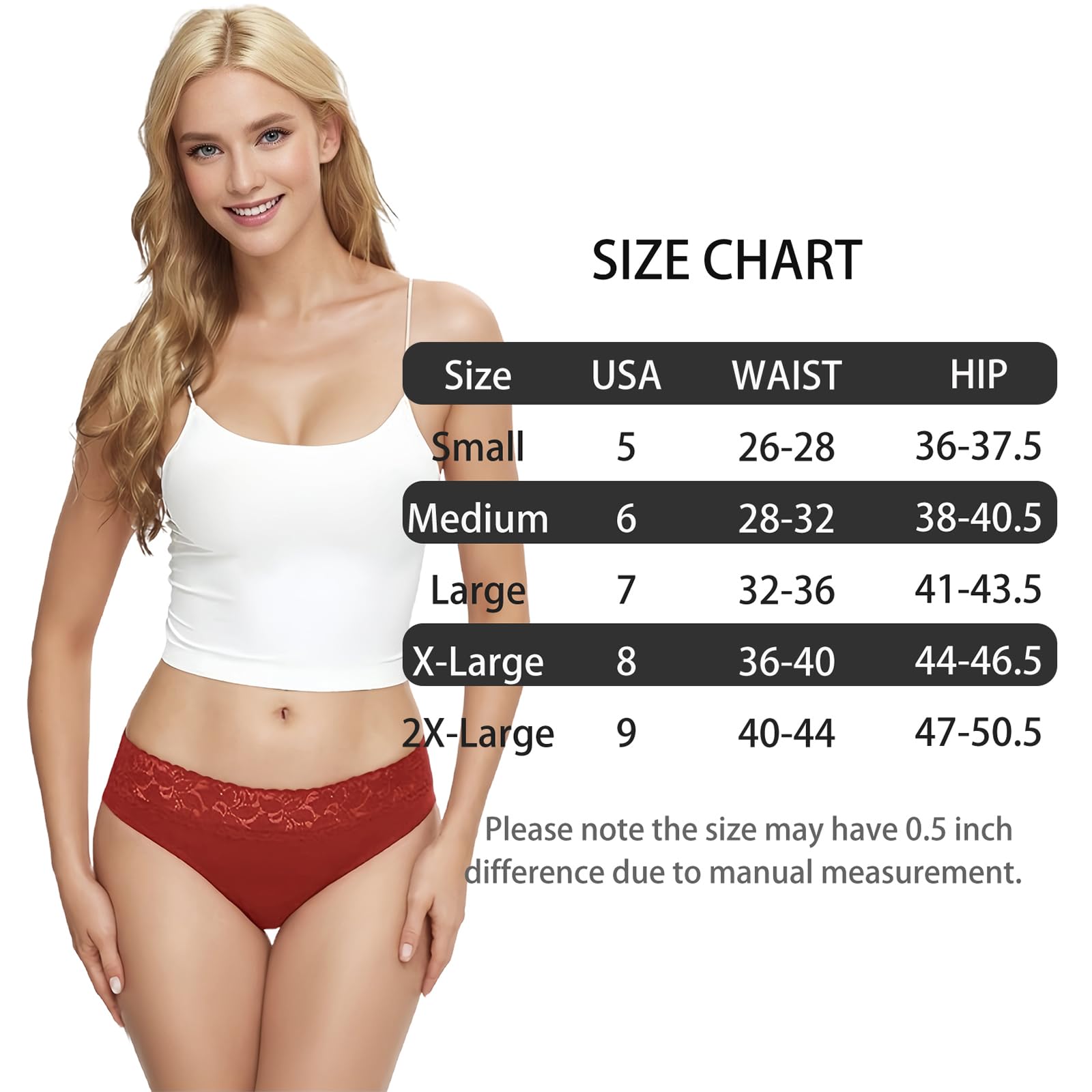 Women's Cotton Bikini Underwear - Soft Lace Hipster Panties with Stretch, Comfortable Full Briefs for Everyday Wear, Sleep & Lounge