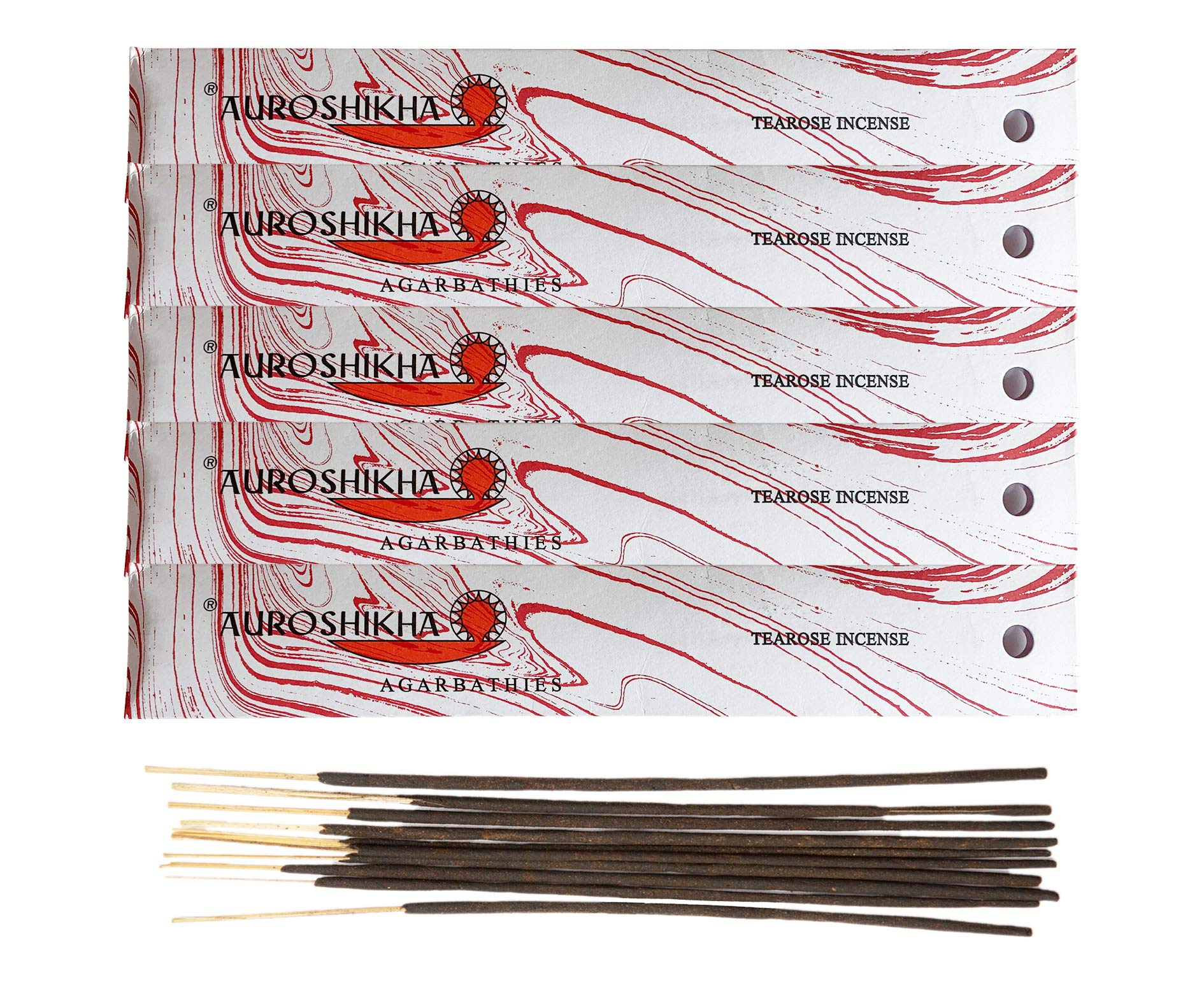 Premium Marbling Tea Rose Incense Sticks - 5 Pack (50g Total) for Relaxation, Meditation & Aromatherapy at Home