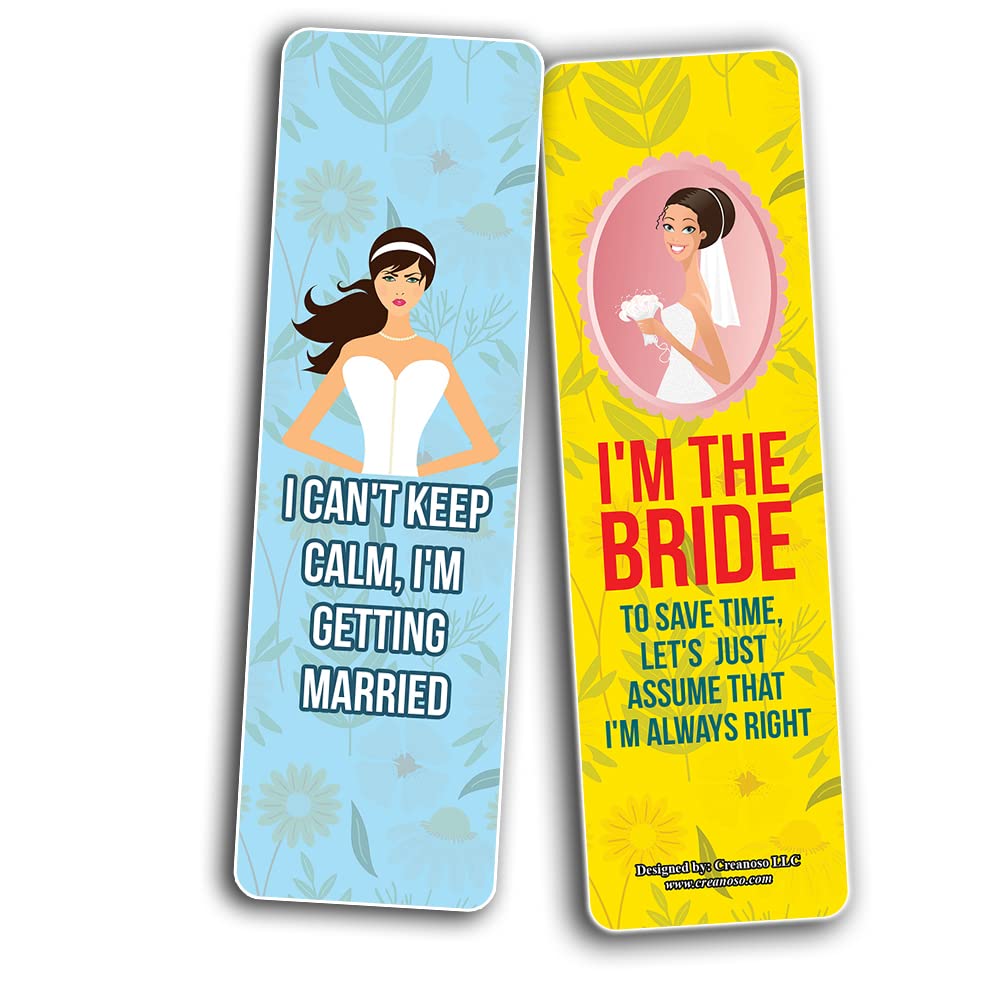 Funny Bridal Shower Bookmarks (2 Sets of 6 Cards) - Inspirational Bookmark Gift Set - Unique Book Page Clippers - Perfect Gift for Adults & Teens - Great for Wedding Parties, Book Lovers & Bridal Shower Favors