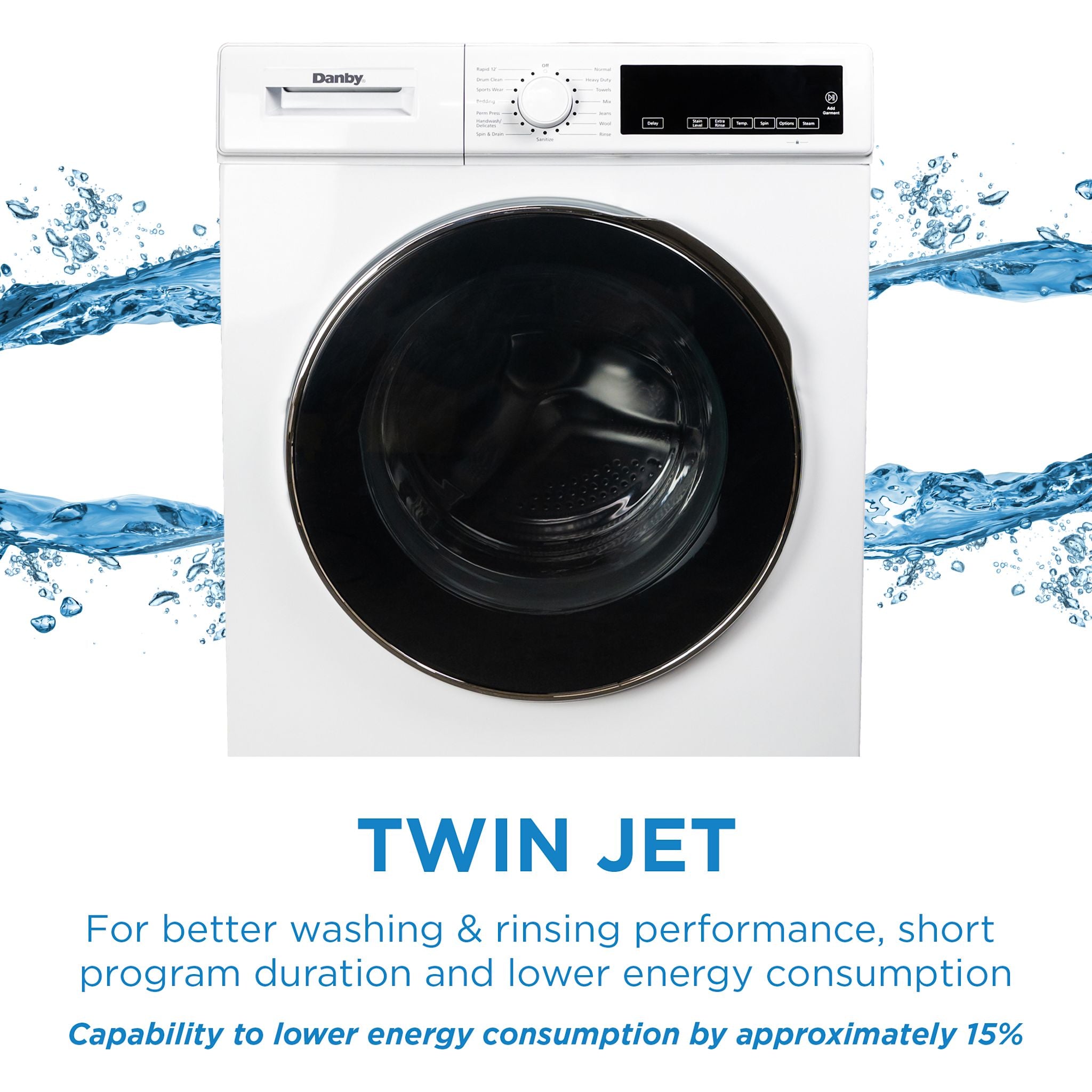 Danby DWM022D3WDB 1.6 Cu. Ft. Compact Front Load Washing Machine - White - Perfect for Apartments, Dorms & Small Spaces