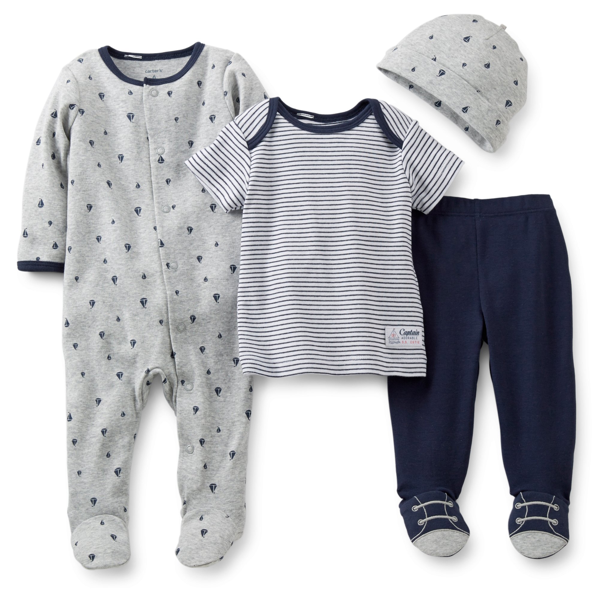 Carter's Baby Boys' 4-Piece Layette Set - Soft Cotton Newborn Outfit in Ivory | Perfect for Hospital, Photo Shoots & Gifting