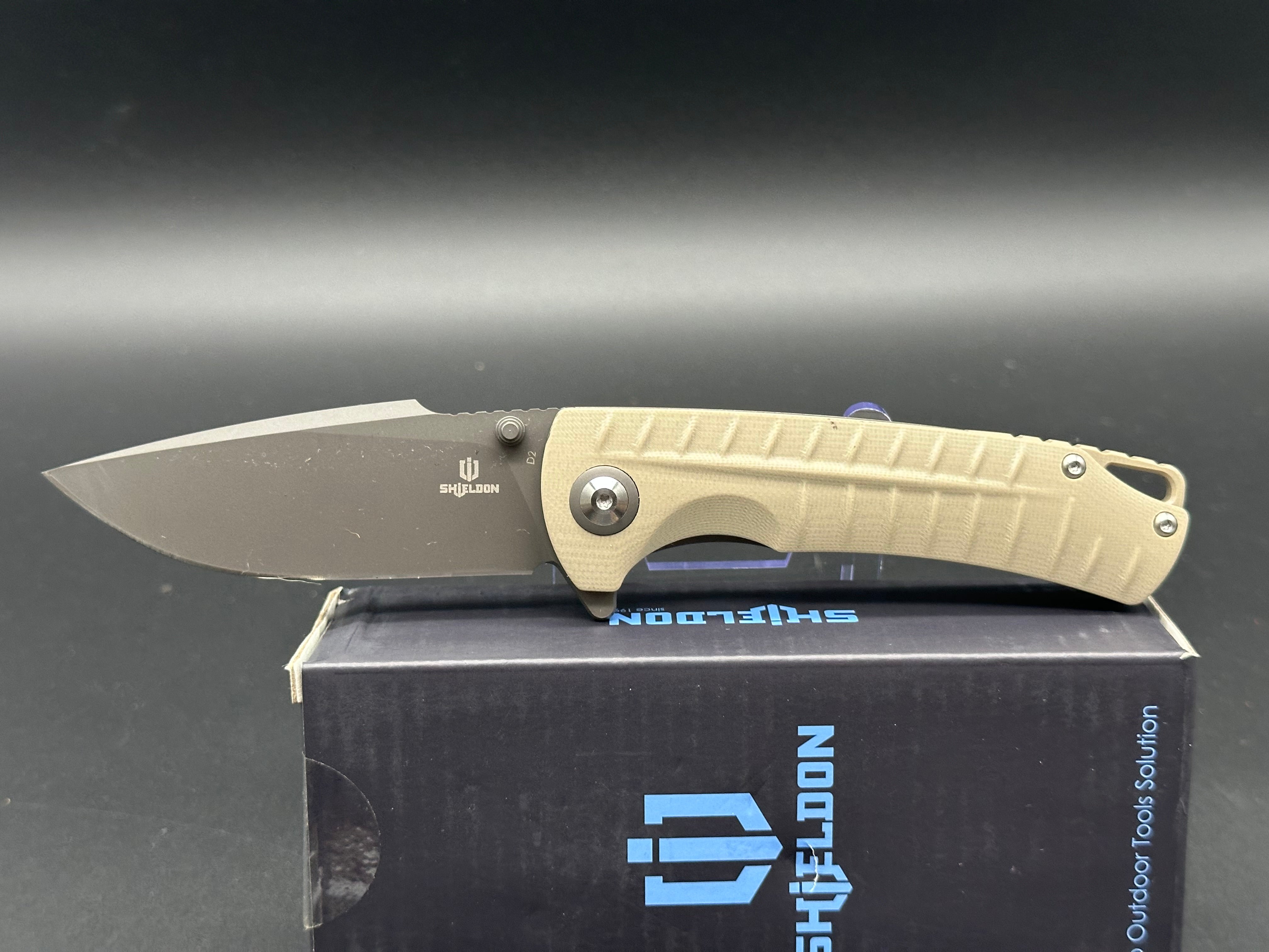 Shieldon Relicanth Tan G10 (3.11 D2) Knife - High-Performance EDC Pocket Knife for Outdoor, Camping & Survival Gear