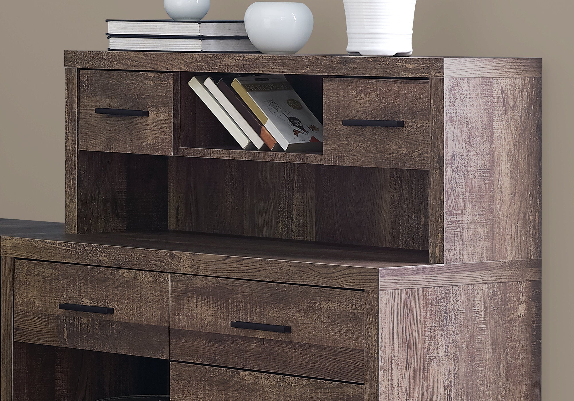 Brown Reclaimed Wood L-Shaped Computer Desk for Home Office - Left or Right Facing Corner Desk with Ample Workspace, Ergonomic Design for Gaming & Remote Work